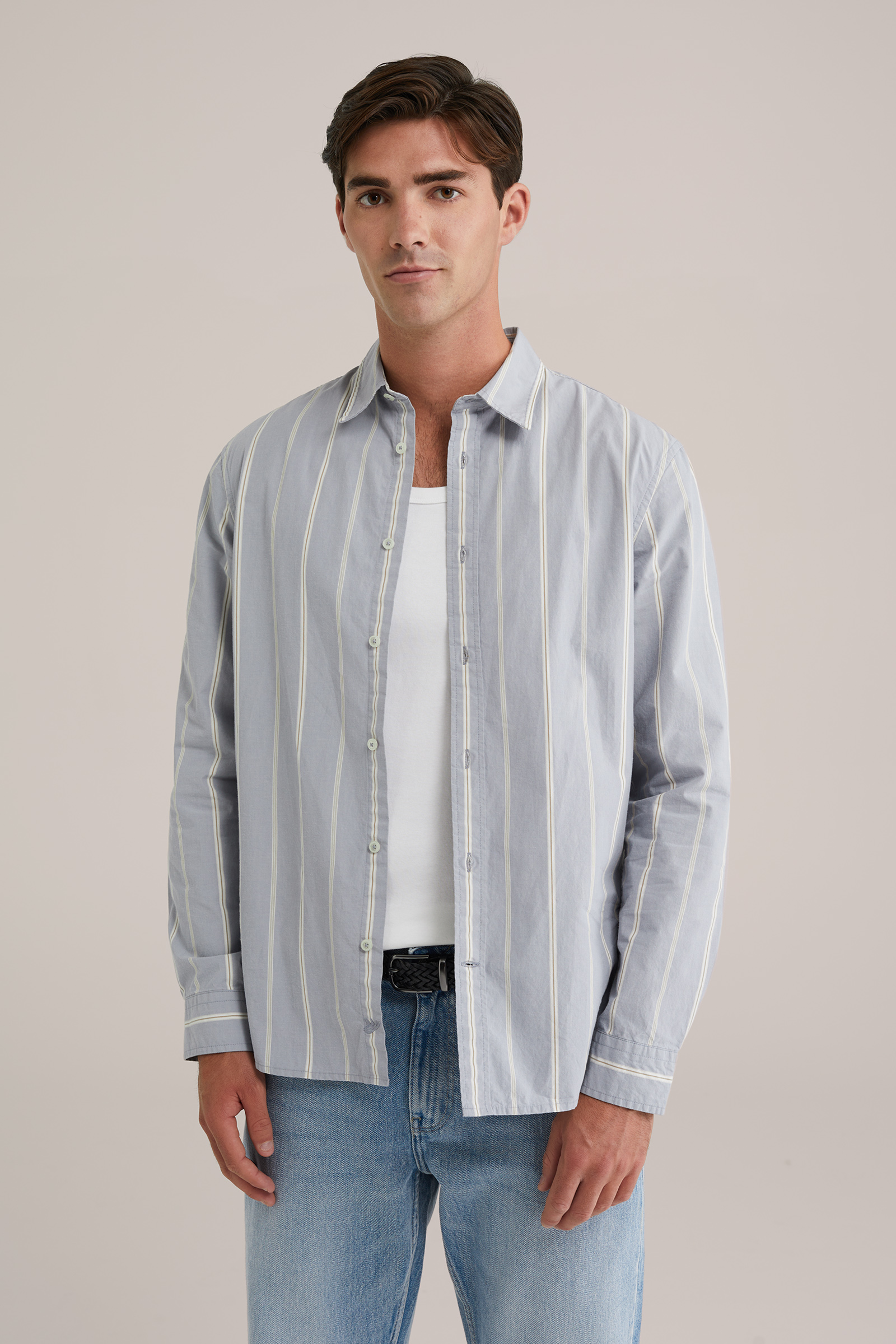 Heren regular fit overhemd met soft touch