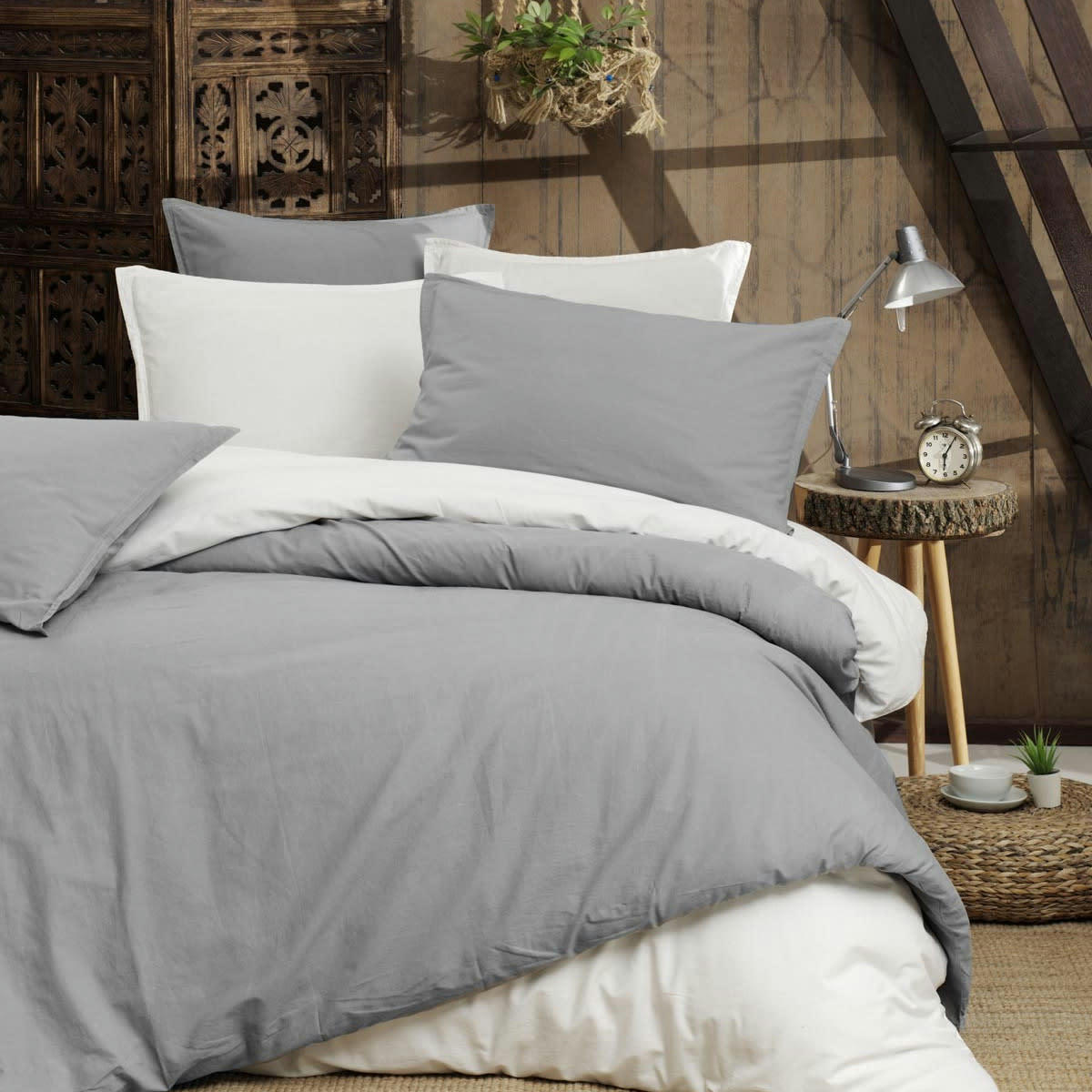 ORGANIKA - Housse de couette en coton lavé biologique  blanc 260x240 cm