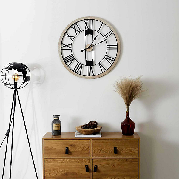 Horloge silencieuse en bois et métal 70 cm Jack