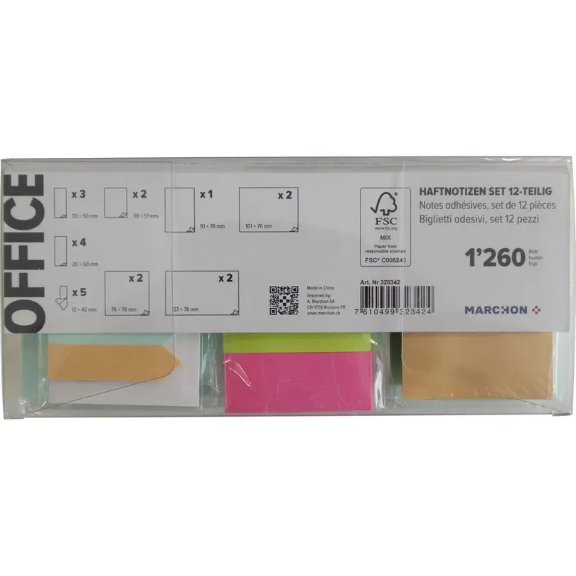 Haftnotiz 12-teilig Office