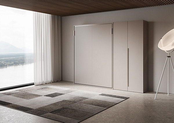 Lit français escamotable vertical Versia Sofà 140 avec armoire droite Argilla 2 portes