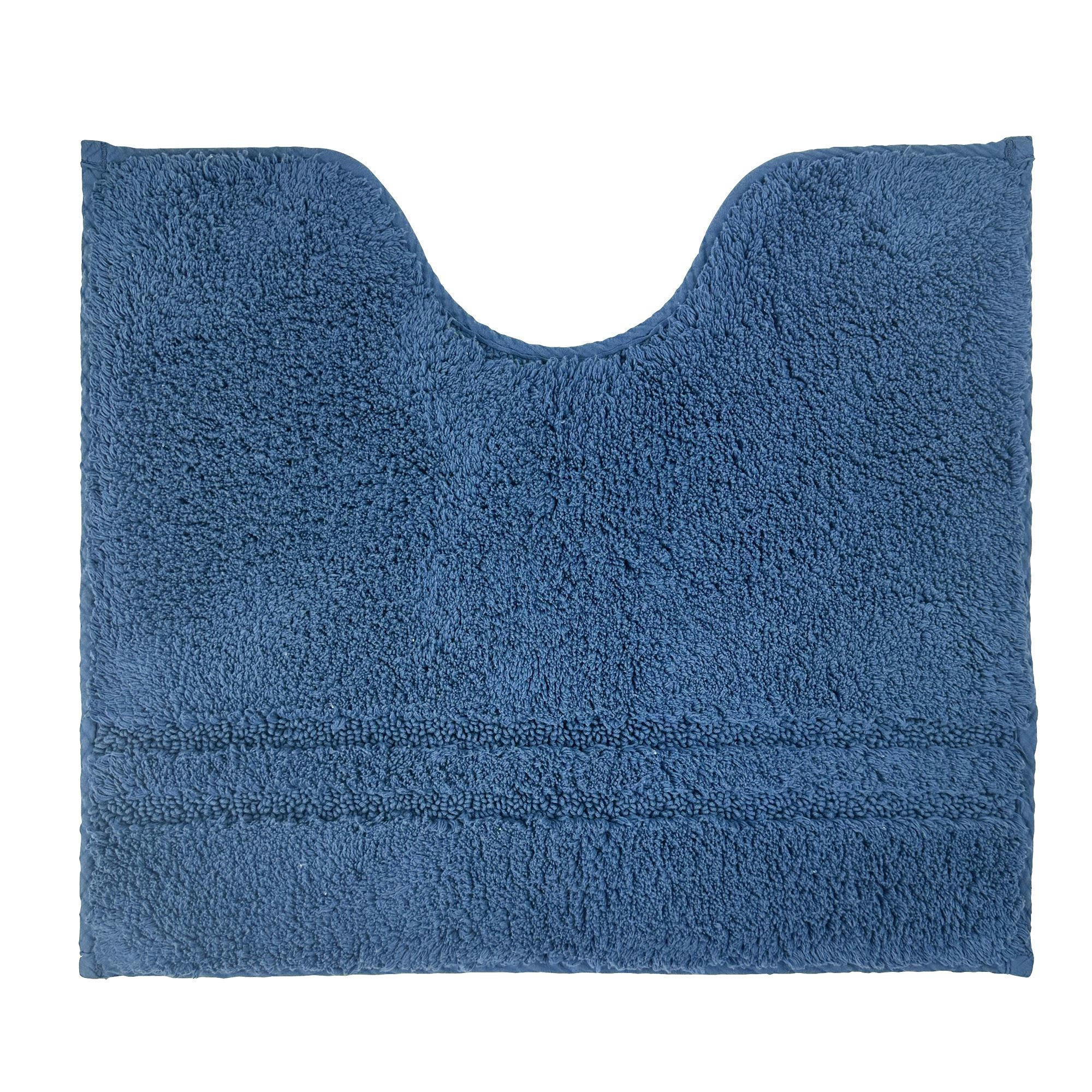 LIGNUS - Tapis contour wc 50x45 bleu indigo en coton