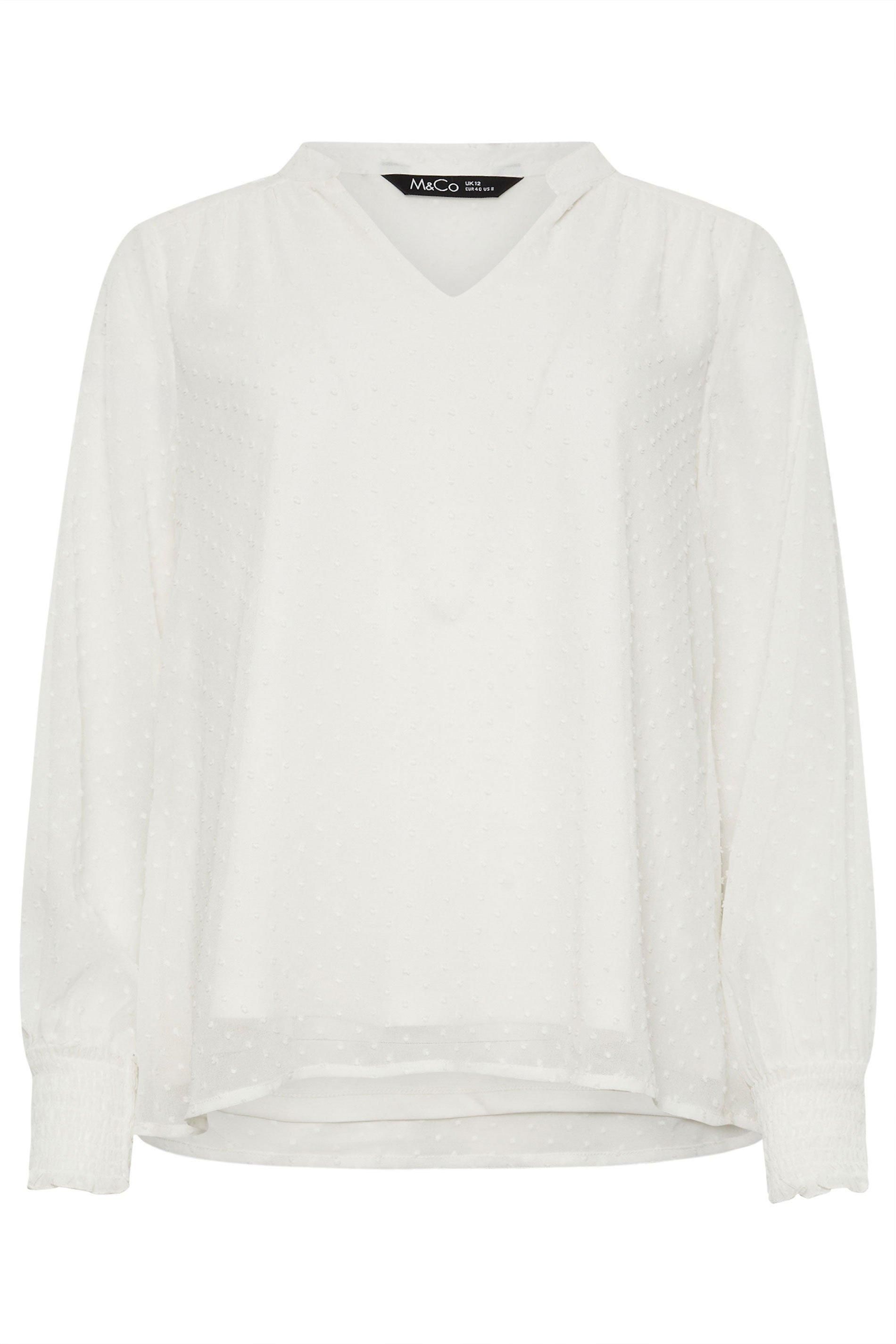 M&Co Long Sleeve Spot Detail Blouse