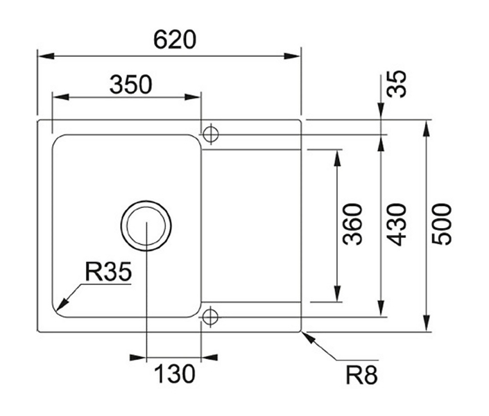 Zlewozmywak 1-komorowy 62 cm kamienny szary