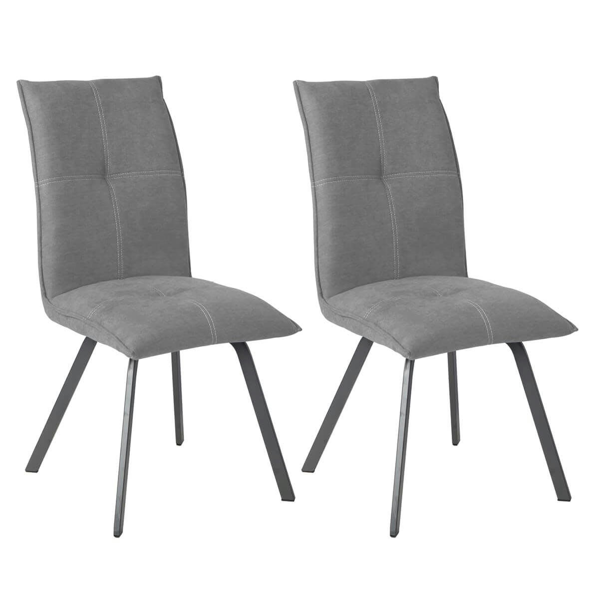 BISPO - Lot  de 2 chaises tissu coloris gris anthracite