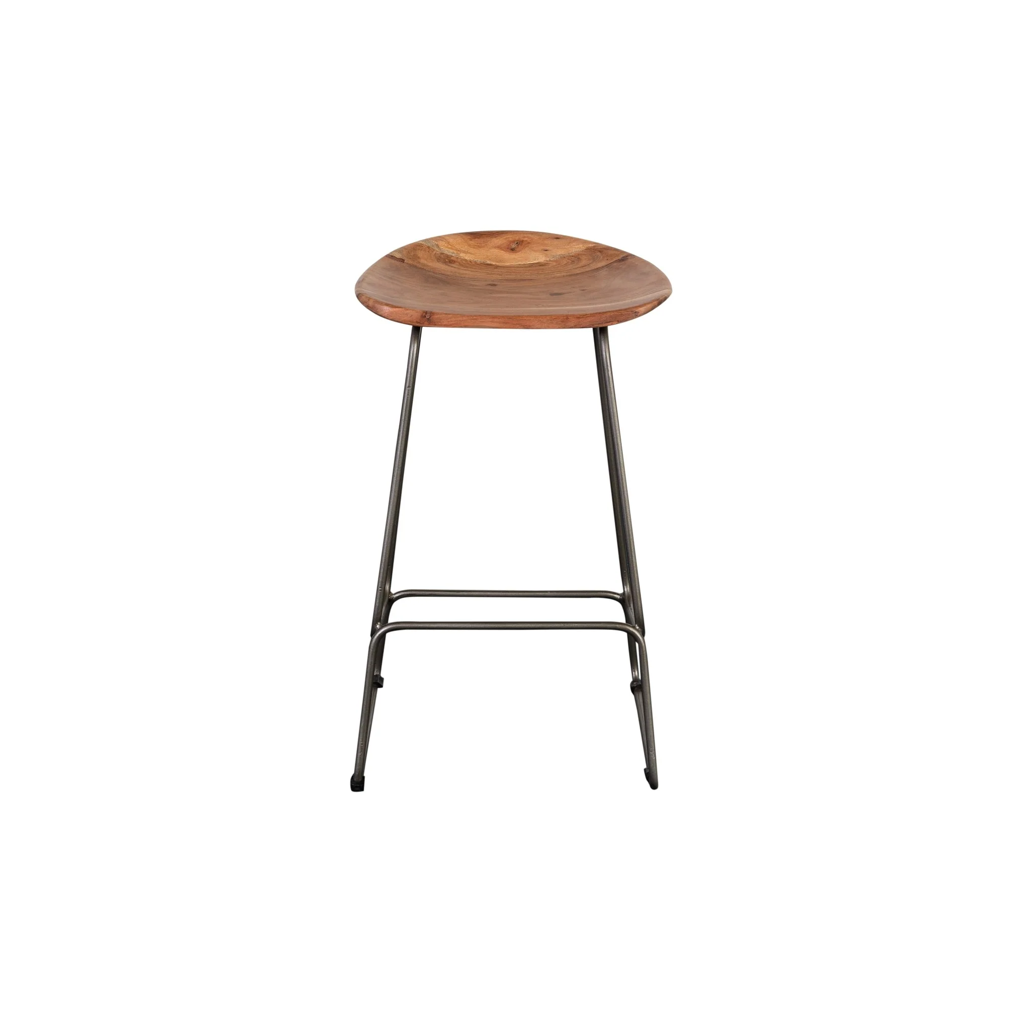 Porter Designs Neri Mid-Century Modern Solid Acacia Wood 24 Bar Stool, Natural