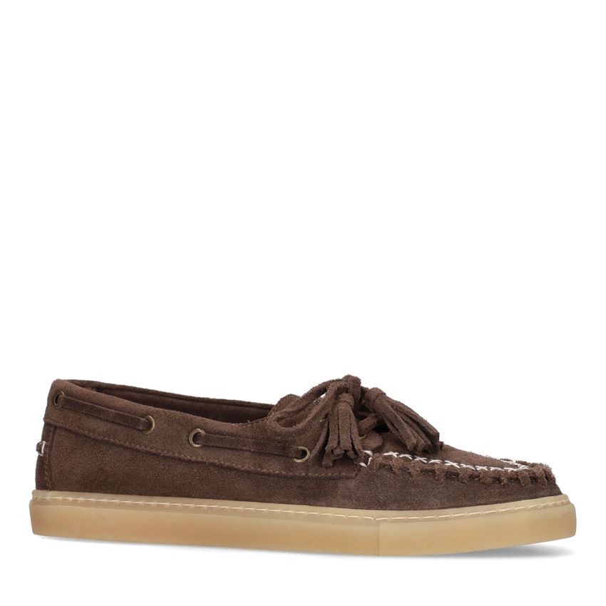 Manfield Bruine suède boatloafers