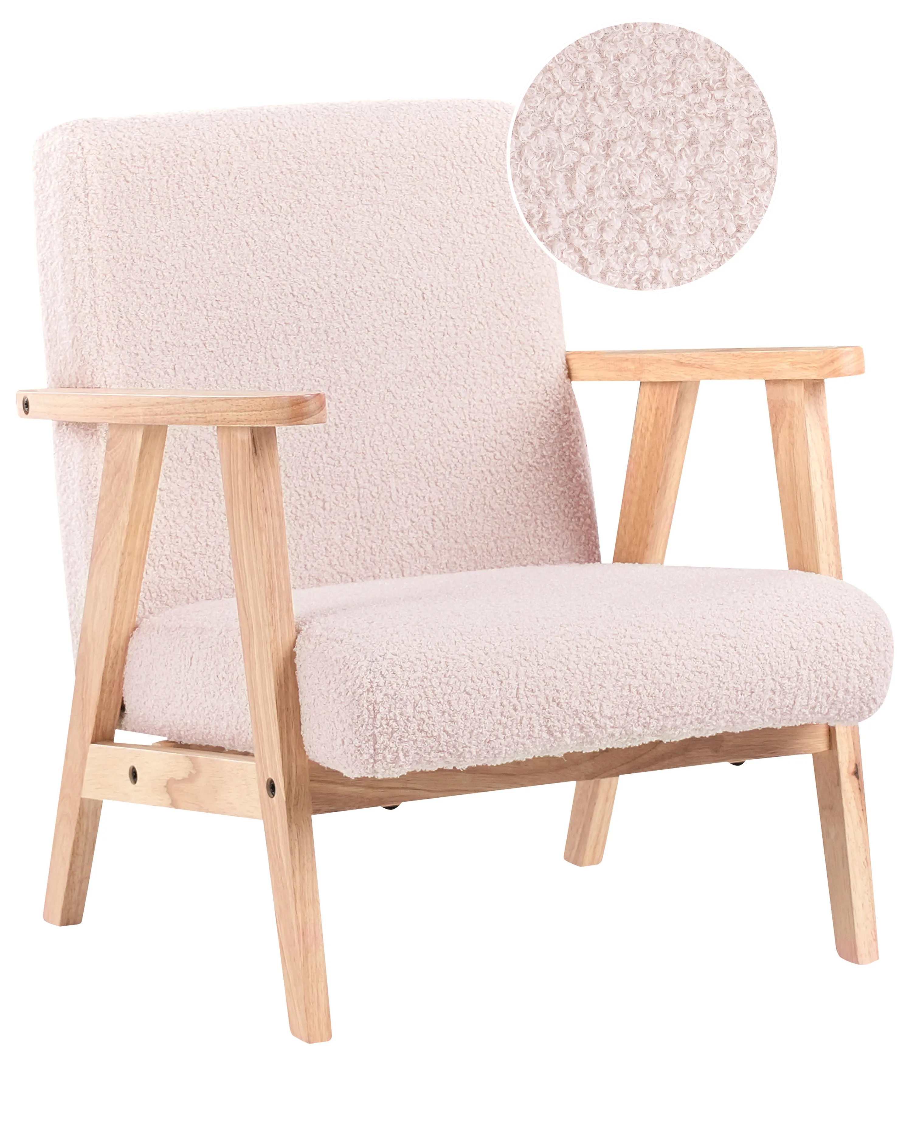 Kids Armchair LINDE Boucle Pastel Pink