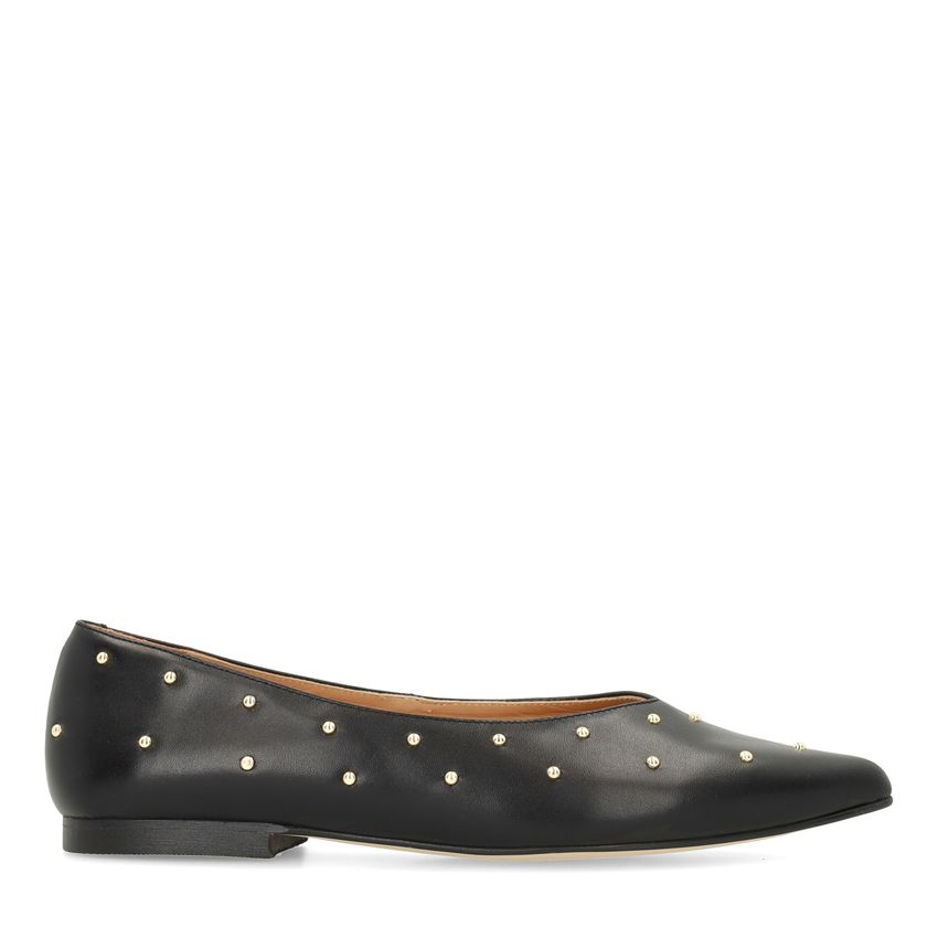 Manfield Zwarte leren loafers met studs
