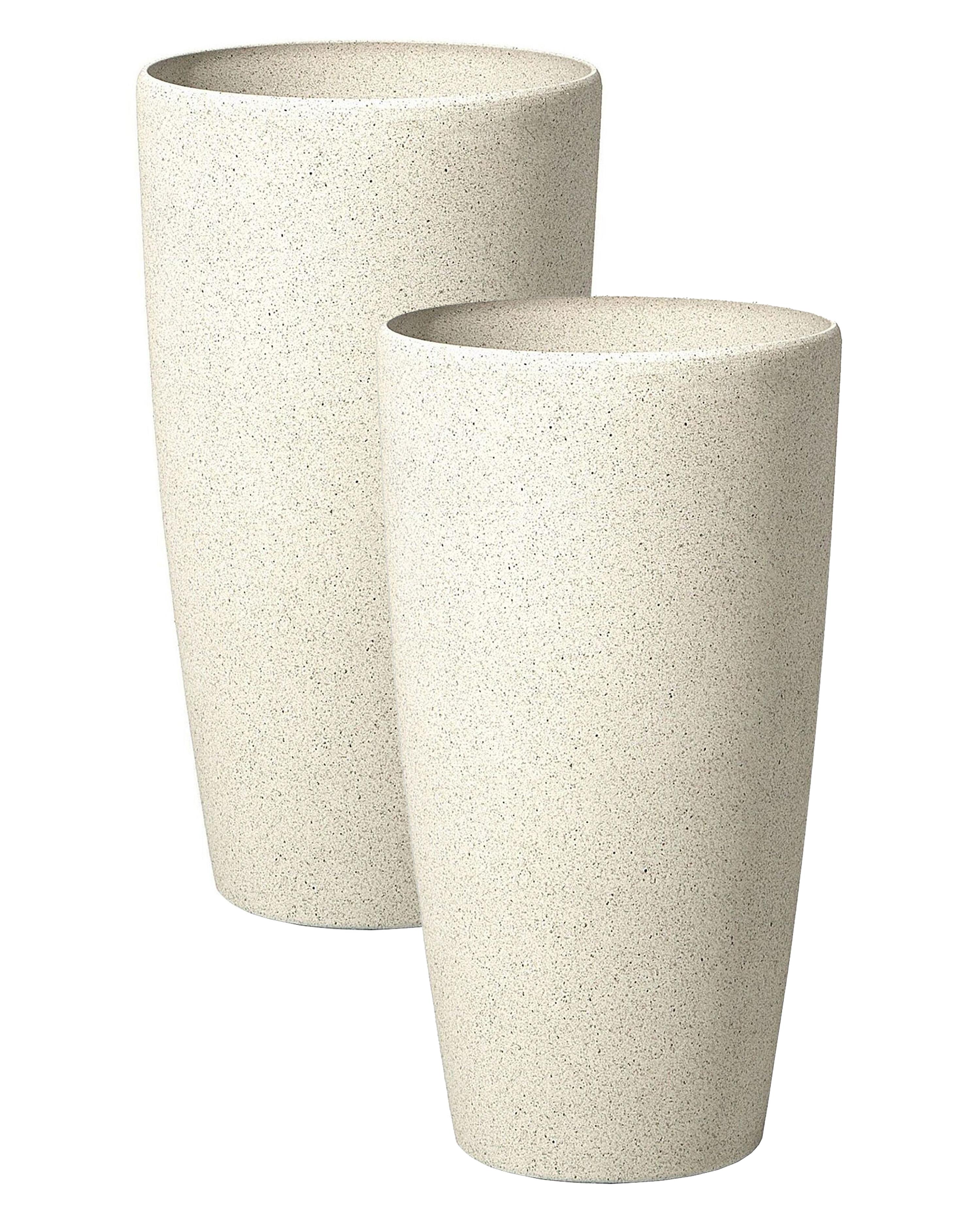 Set of 2 Plant Pots ABDERA 23 cm Light Beige
