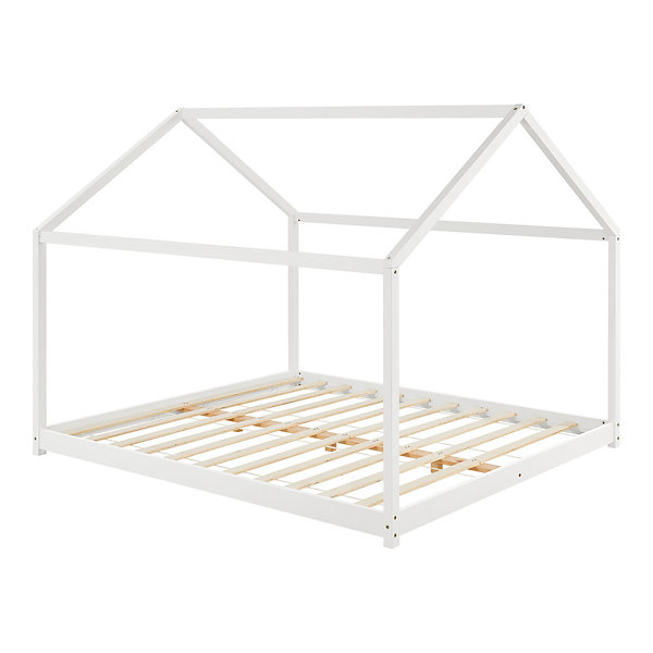 Lit cabane Cerro bois de pin 160 x 200 cm blanc en.casa