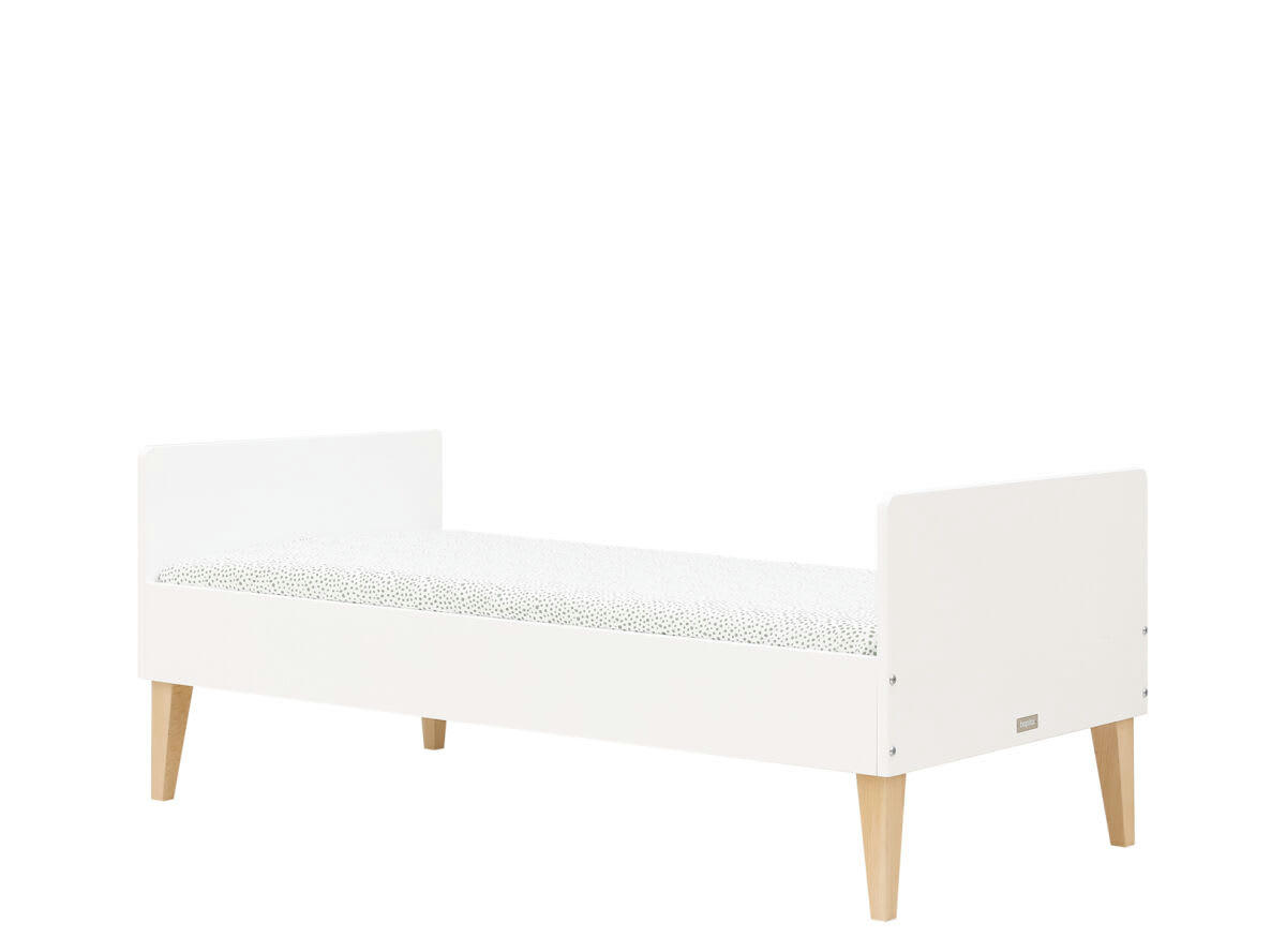 INDY - Lit d'enfant 70x140 en MDF et hêtre blanc