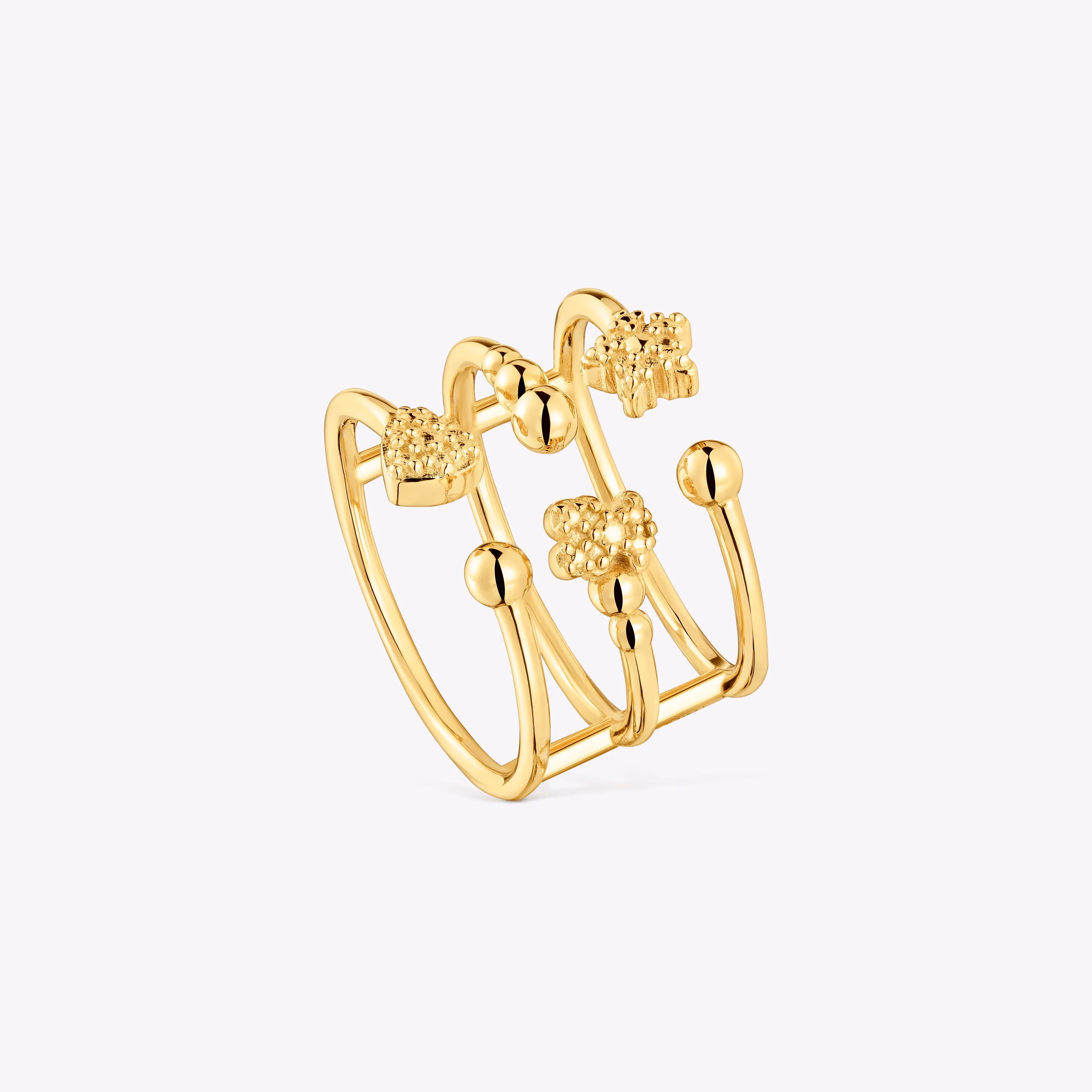 Anillo abierto grande con baño de oro de 18 kt sobre plata con motivos TOUS Grain