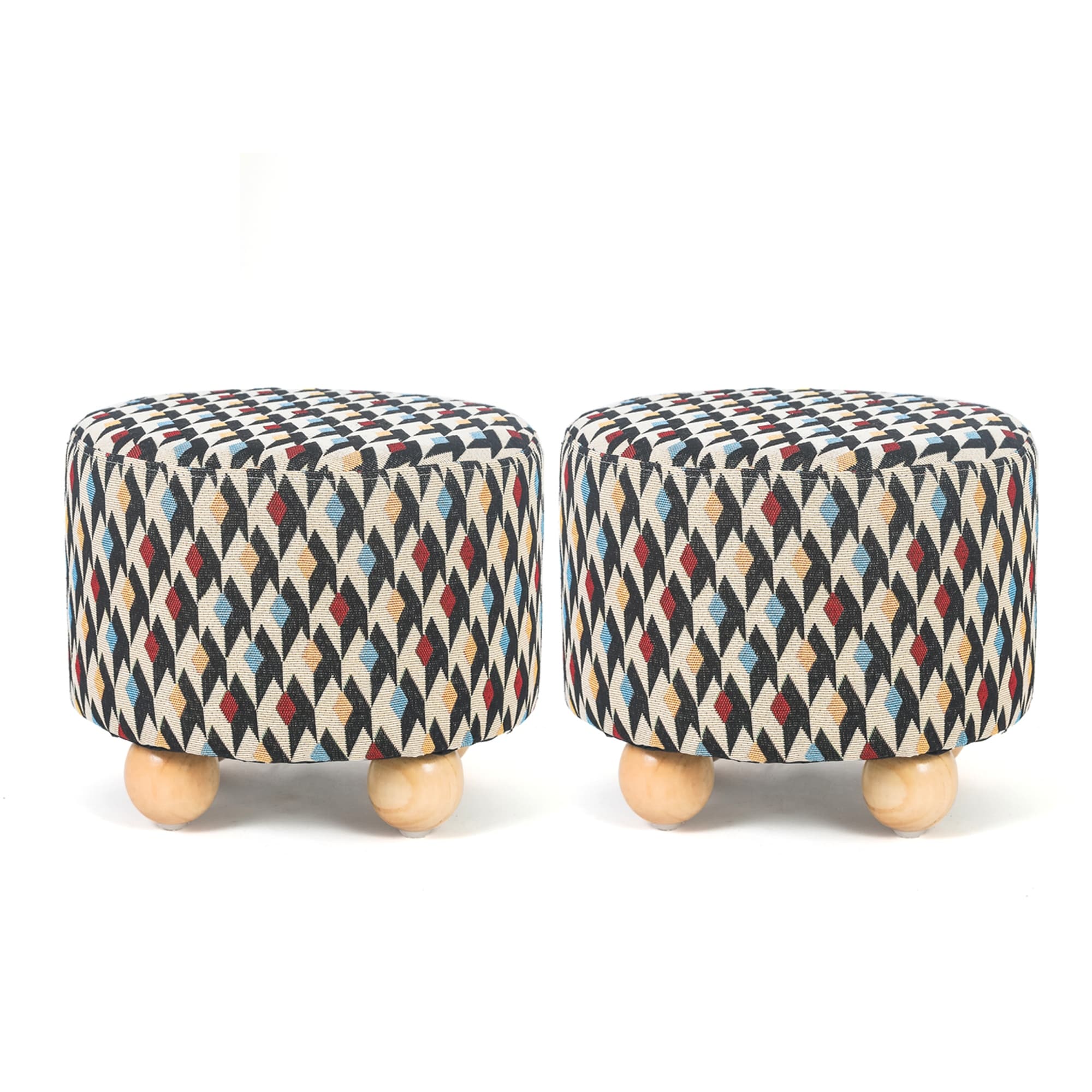 Adeco Round Footrest Stool 11.8 Ottoman with Ball Legs