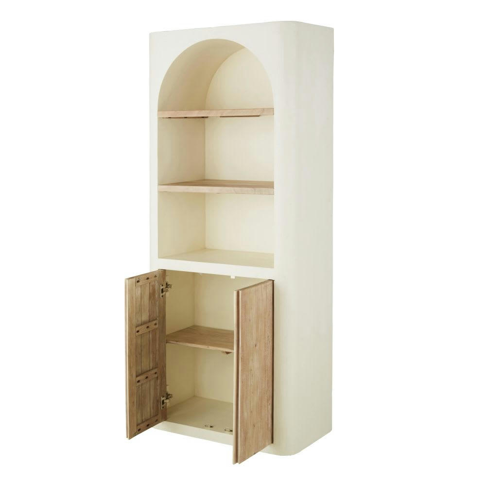 Sartene - Colonne 2 portes 2 étagères blanc crème