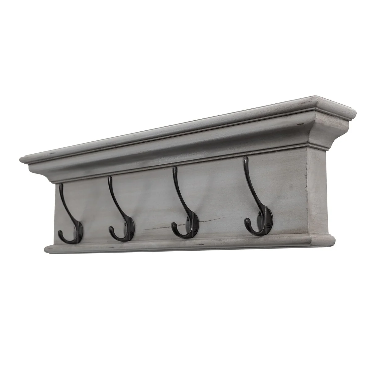 Rustic Antiqued Gray Wood Hanging Coat Rack