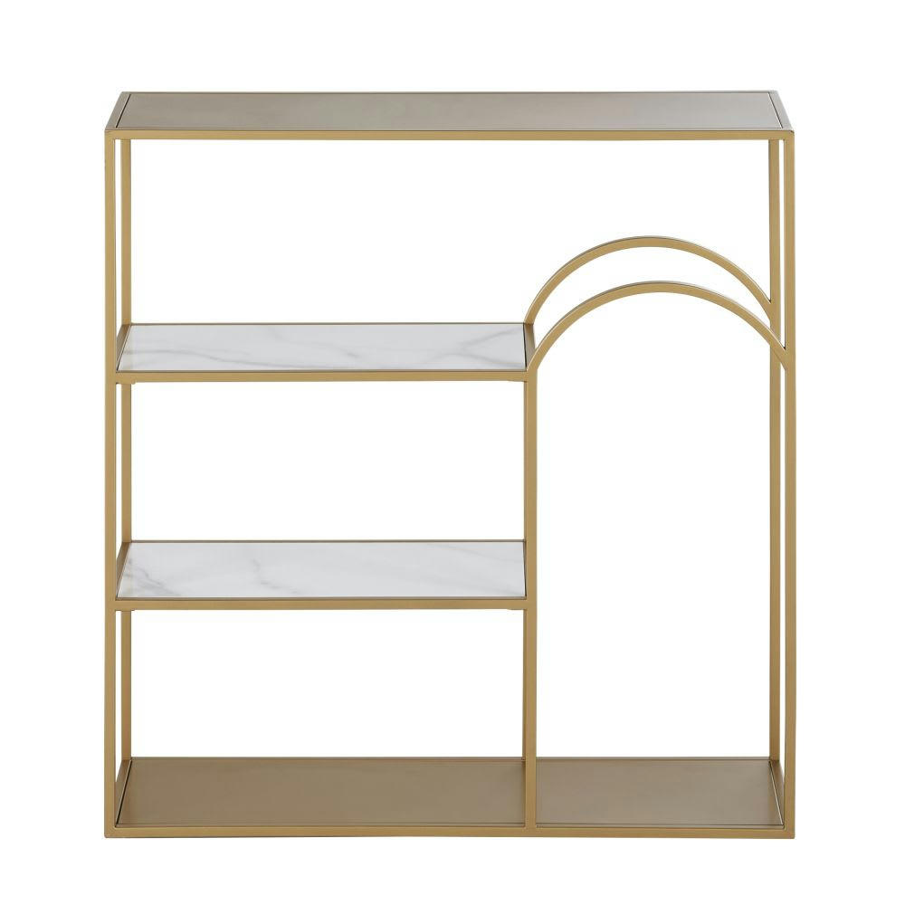 MARGAUX - Etagère en métal doré et marbre blanc