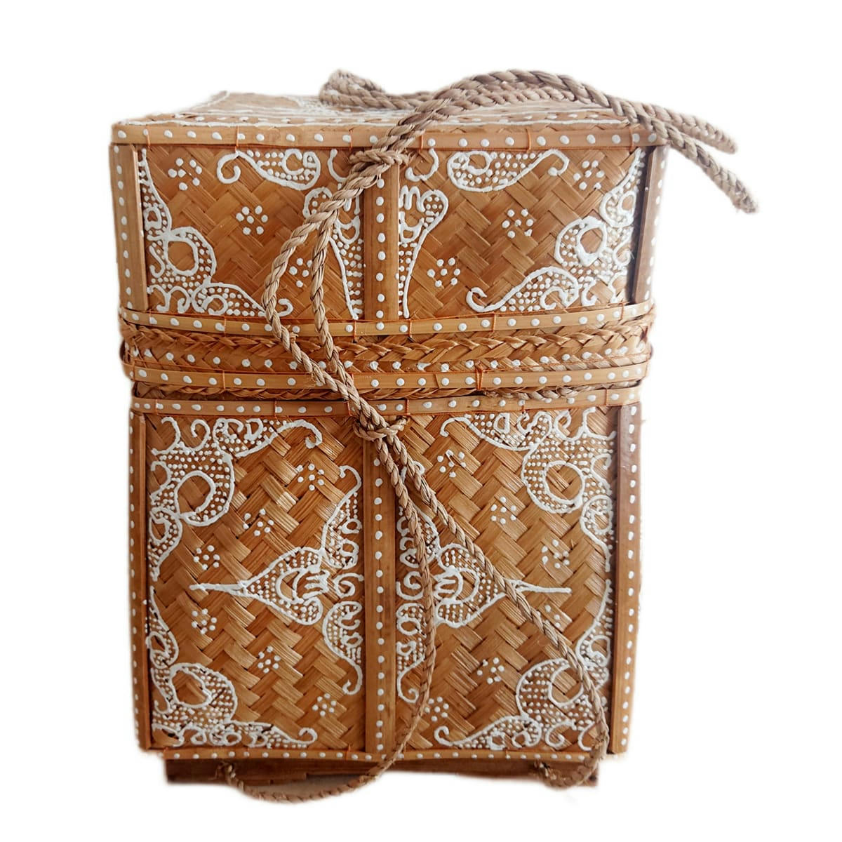 UBUD - Boîte en bambou, naturel/blanc H33 x L22 cm