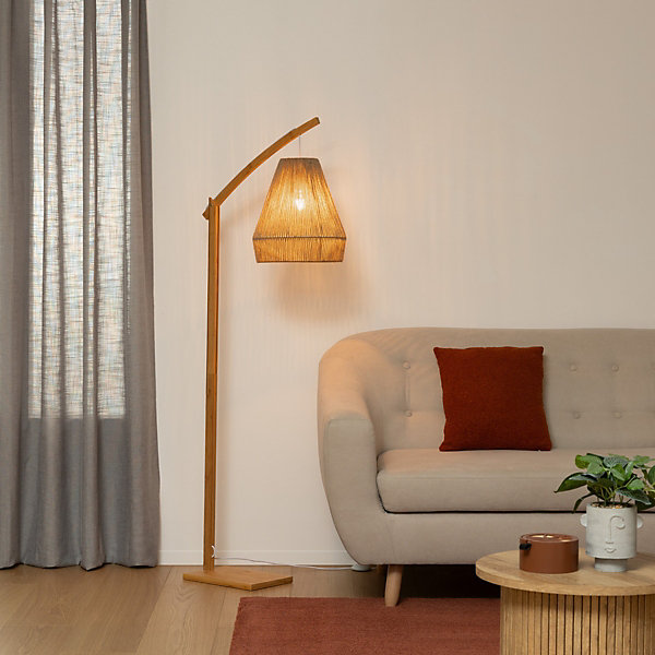 Lampadaire arc Palm - bambou H158 cm - Atmosphera