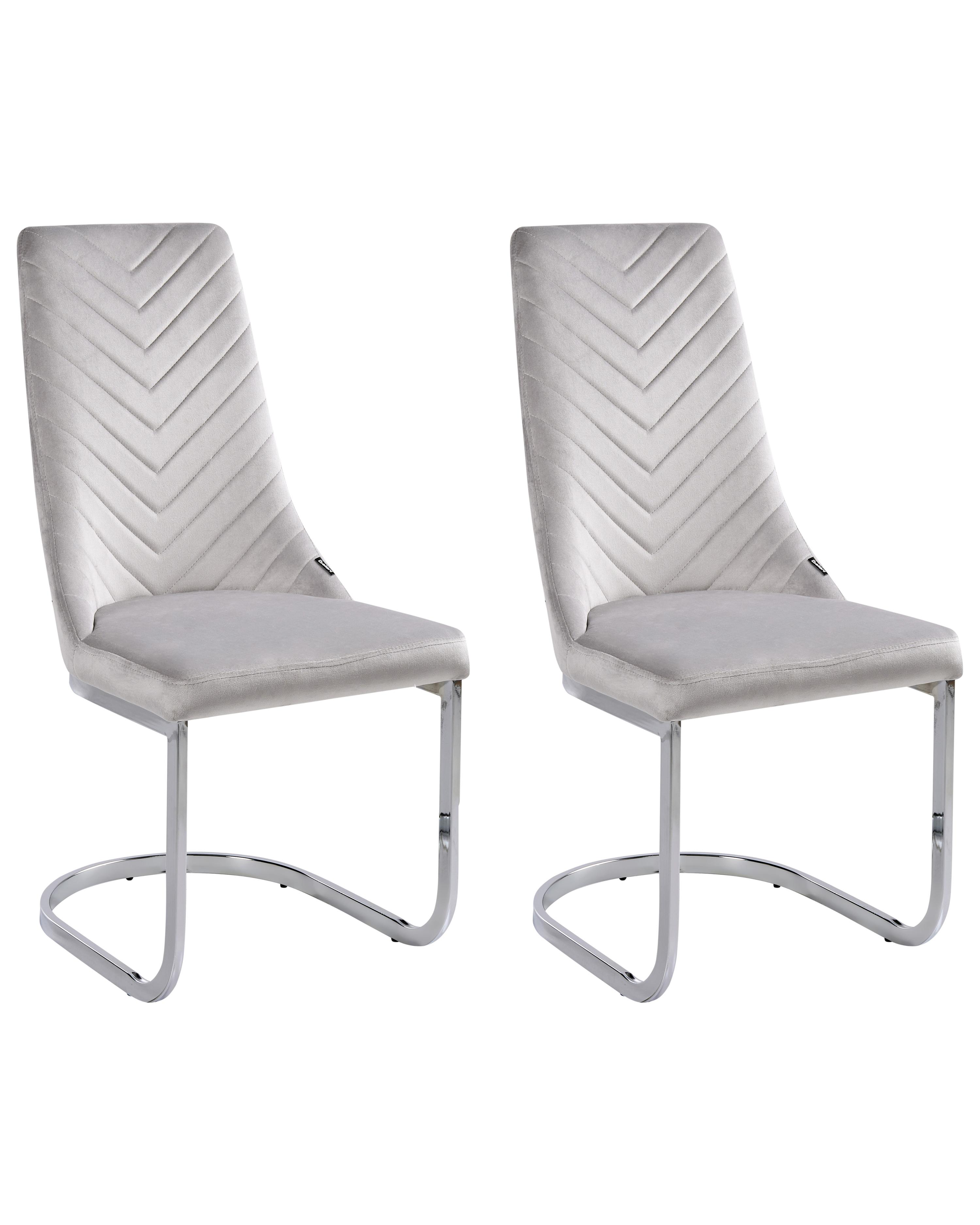 Set of 2 Dining Chairs ALTOONA Velvet Grey
