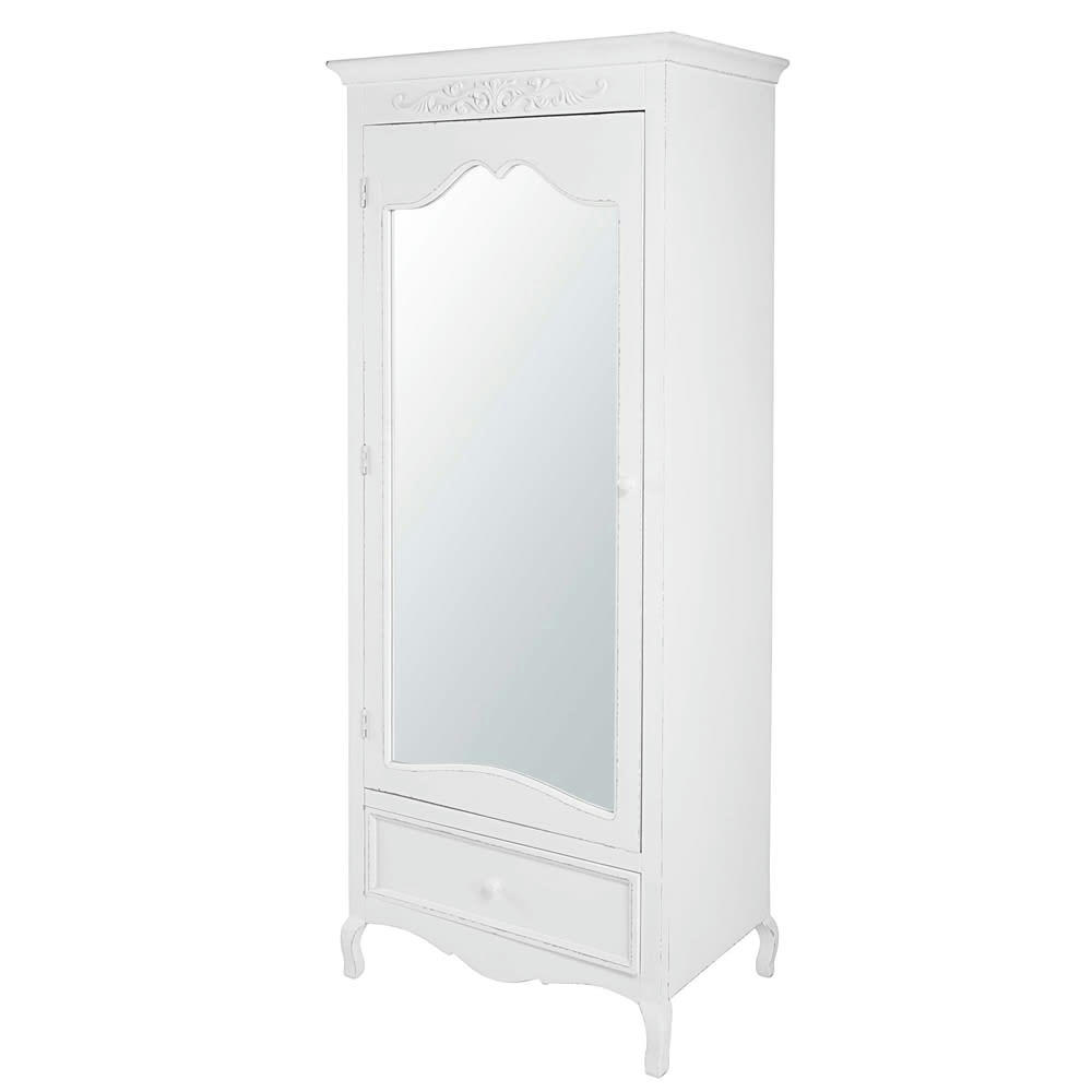 Elisa - Armoire bonnetière 1 porte 1 tiroir blanc