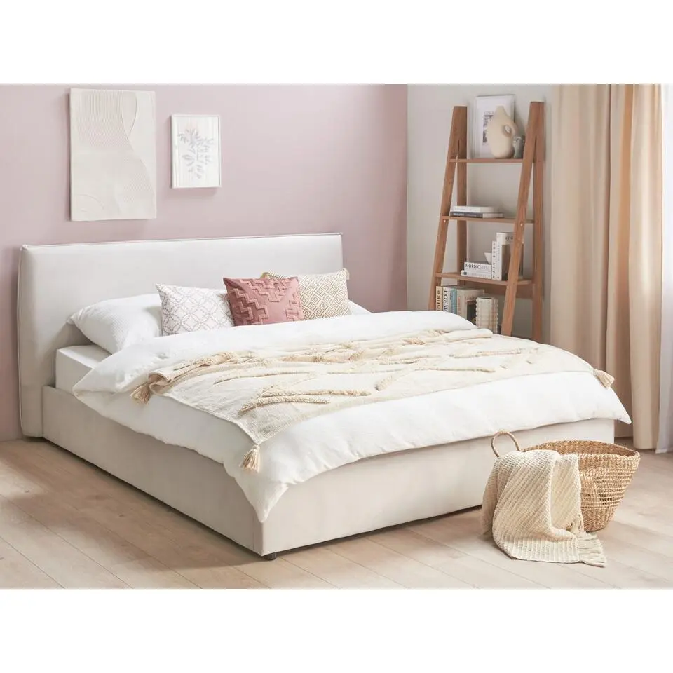 LAVAUR - Bed met opbergruimte - Creme - 180 x 200 cm - Fluweel