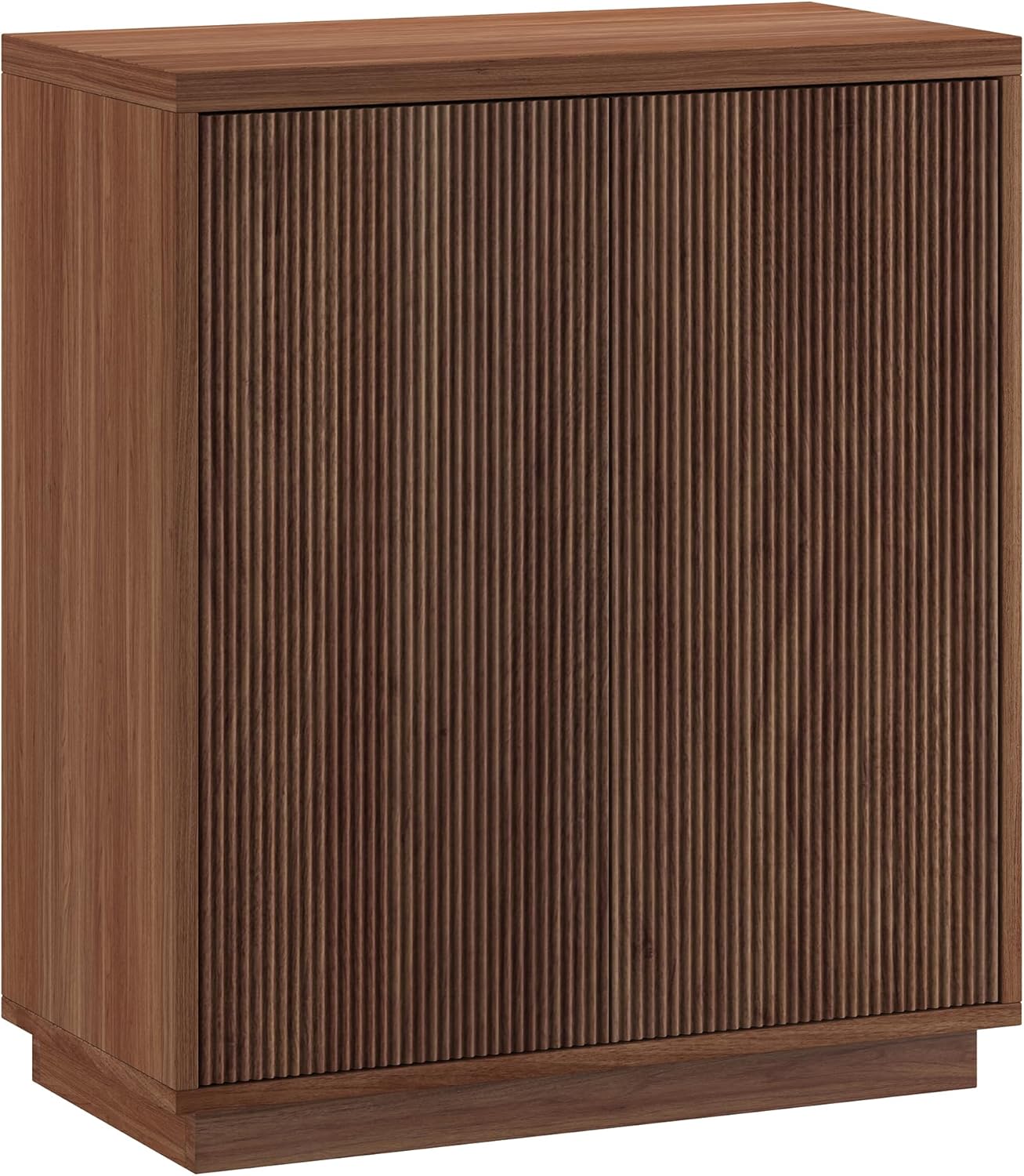 Henn&Hart 28 Fluted Wooden Accent Cabinet, Ribbed Modern Sideboard Buffet Cabinet with 2 Doors and an Adjustable Shelf for Living Room, Dining Room, Bedroom or Entryway, Medium Walnut