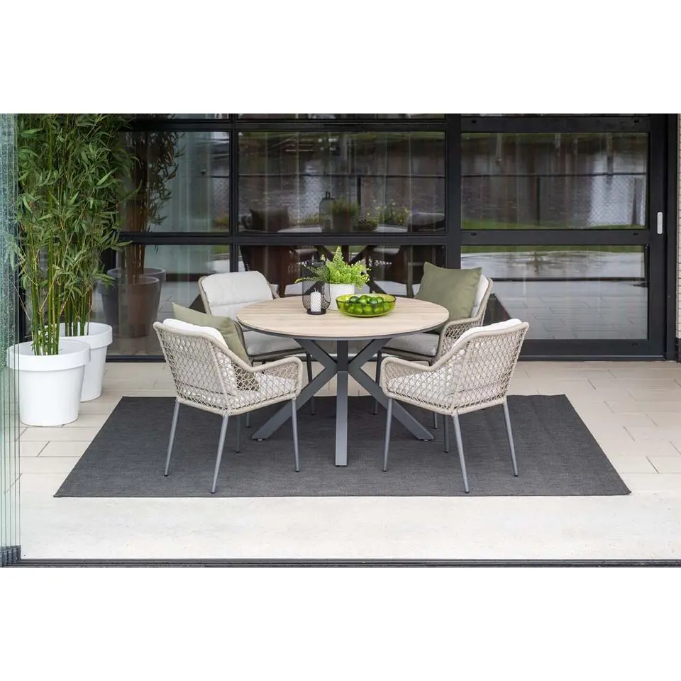 Toledo dining fauteuil - carbon black - taupe - valley sand