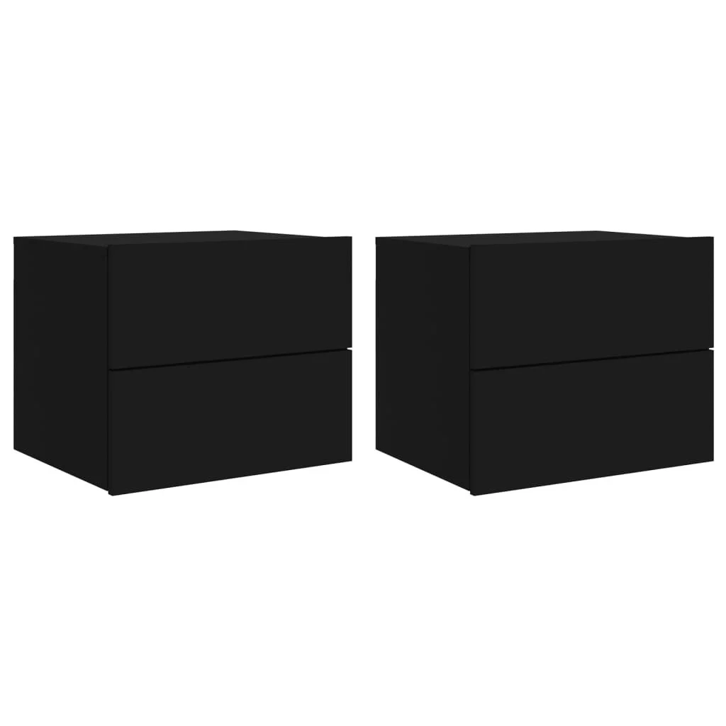 2x Szafka Nocna Stolik Komoda Czarna Wisząca z LED Do Sypialni 50x39x41 cm