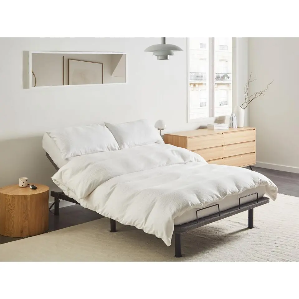 BRUNOY - Bedframe verstelbaar - Grijs - 140 x 200 cm - Polyester