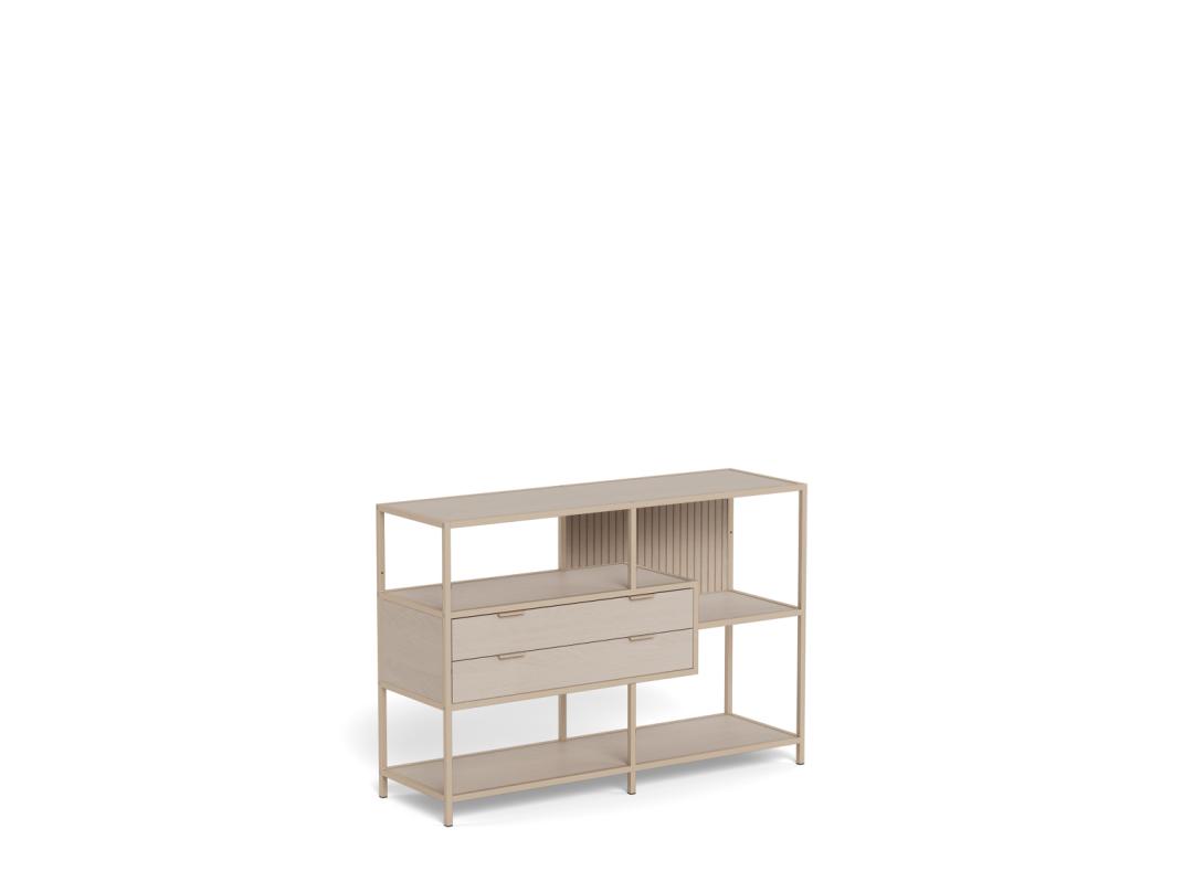 Rebellenclub Mando Open Kast Met Lades - 114 x 78 cm - Greige