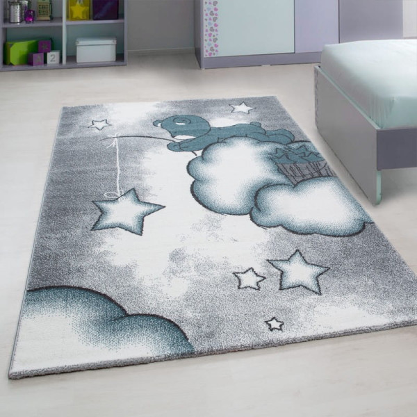 Dywan dziecięcy Kids Miś na chmurce niebieski 80 cm x 150 cm