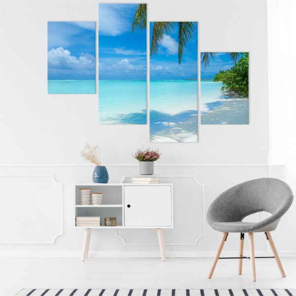 Obraz Tetraptyk MORZE Plaża Niebo Pejzaż 3D 80x50cm