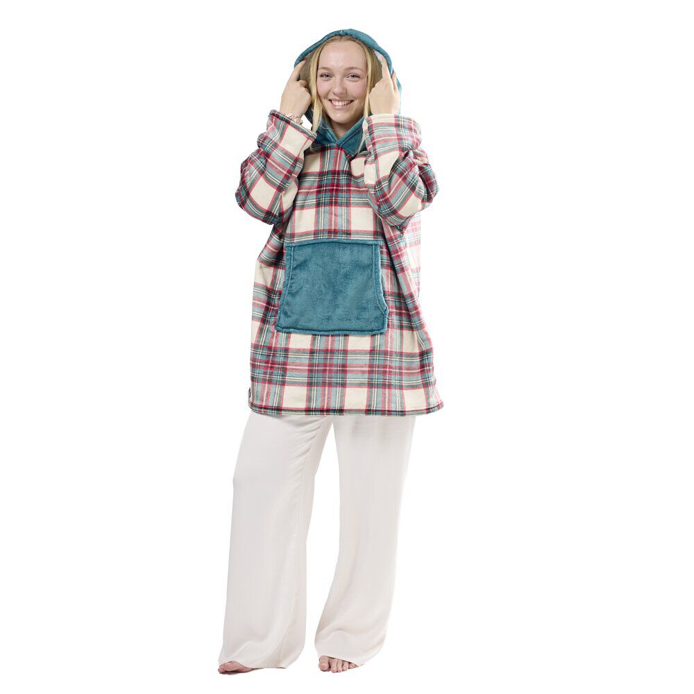 Plaid pull imprimé de No&euml;l L80X70 cm polyester (3 modèles vert/rose/beige)