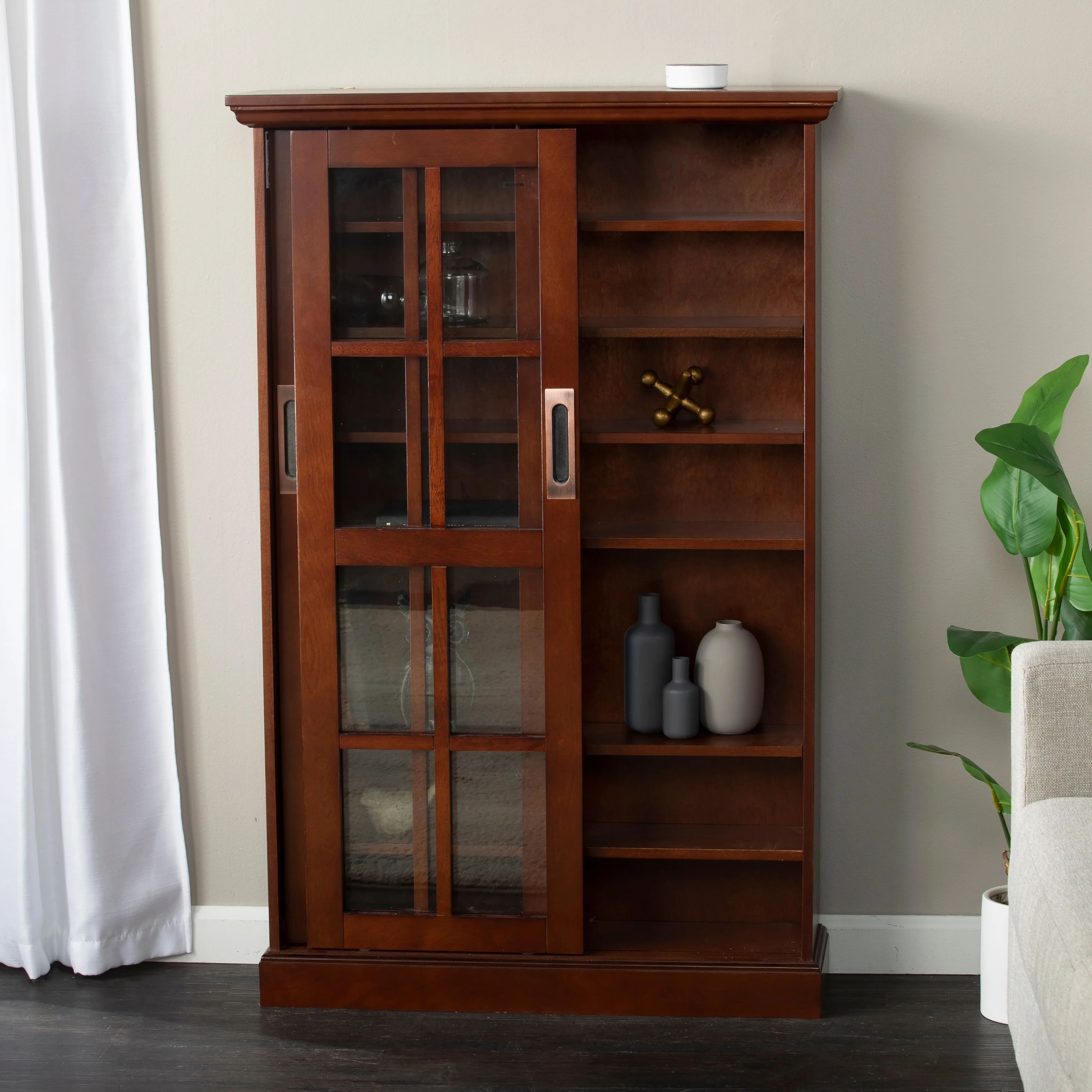 SEI Furniture Espresso Sliding Door Media Storage Cabinet