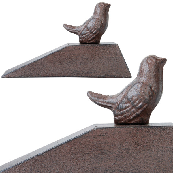 Stoper do drzwi z ptaszkiem żeliwny brązowy 15x9x6 cm dekoracyjny