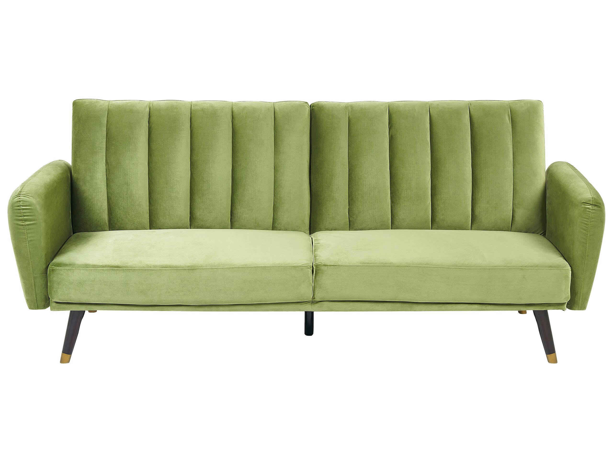 VIMMERBY - Canapé convertible 3 places en velours vert olive