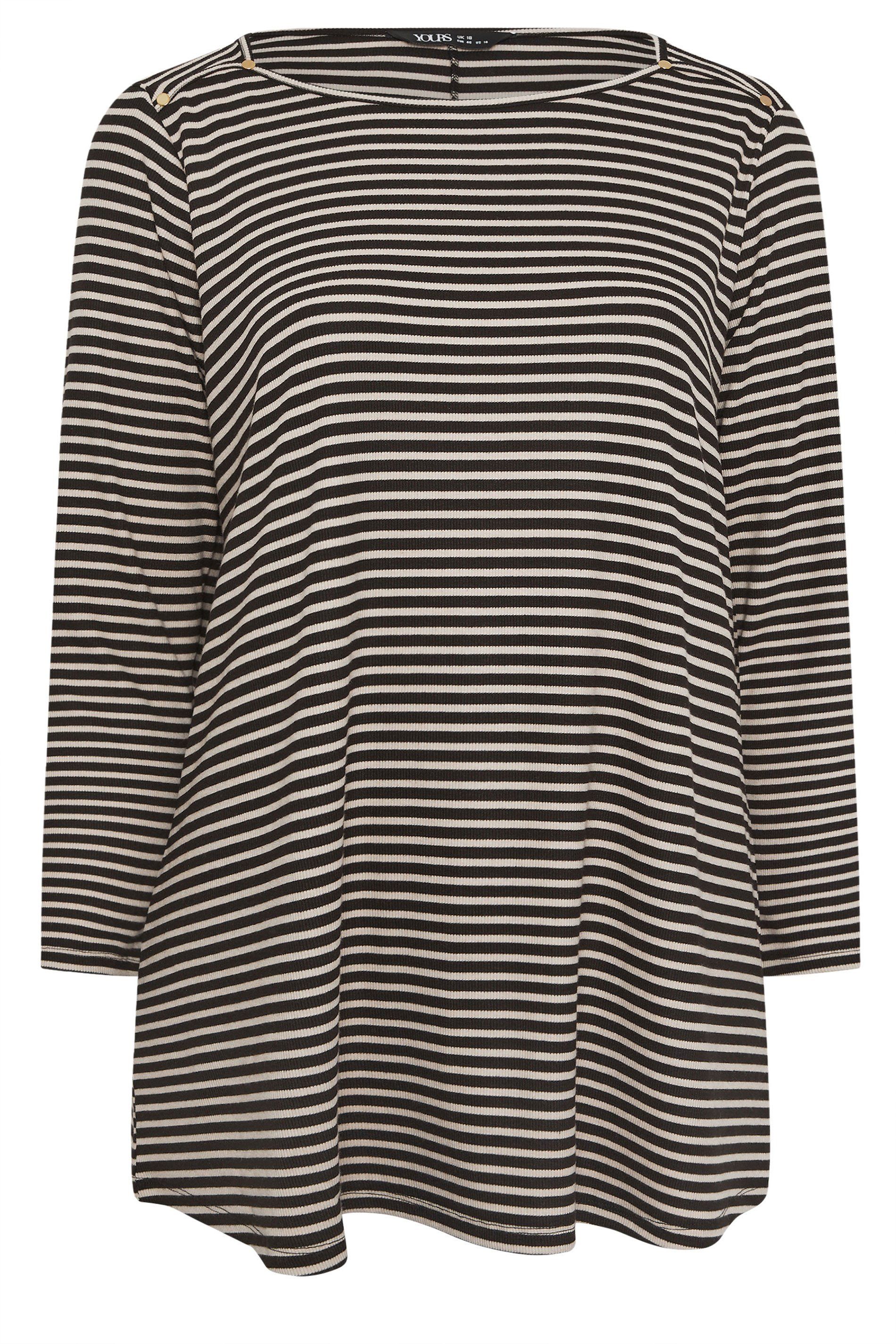 Yours Ribbed Stripe Stud Detail Top