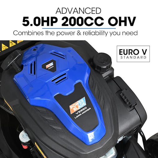 NNEMB 20' 200cc Self-Propelled Lawn Mower, Electric Start, 7 Height, Steel Deck, Deck Wash Port, OHV 4-Stroke Petrol - VS950