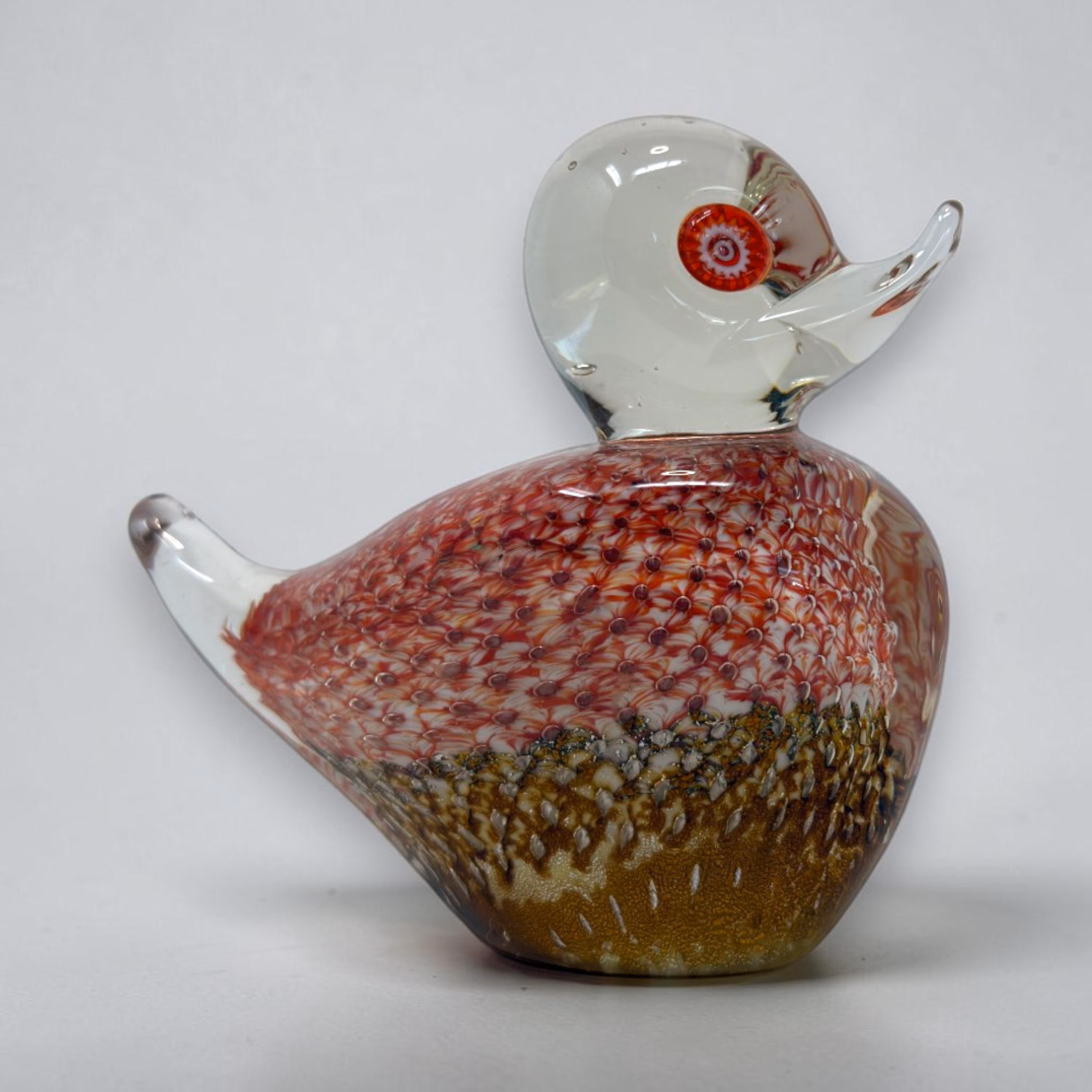 Murano Art Glass Duck Figurine Millefiori Aventurine
