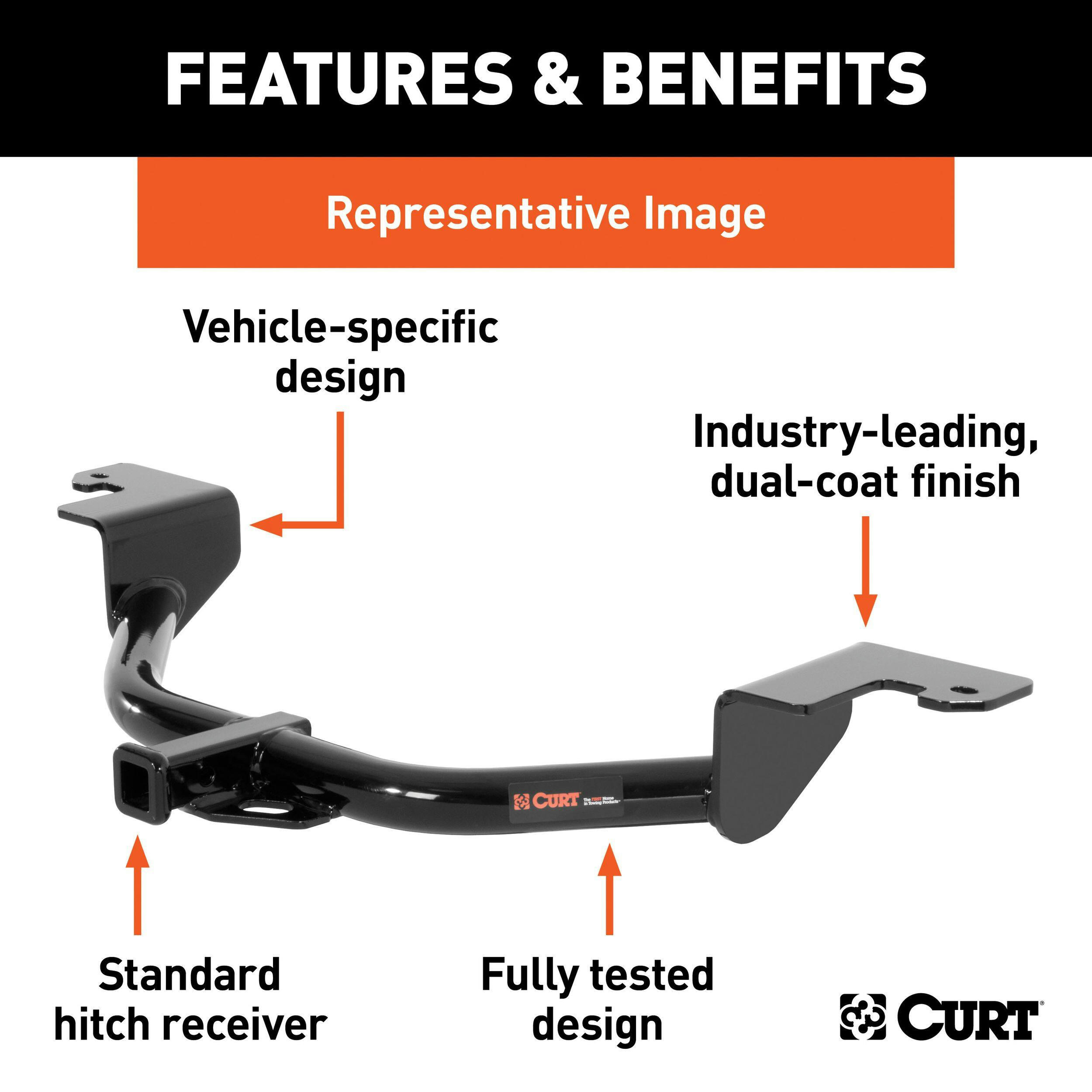 CURT 116333 Class 1 Trailer Hitch with Ball Mount, 1-1/4-in Receiver, Select Mazda 3 Hatch