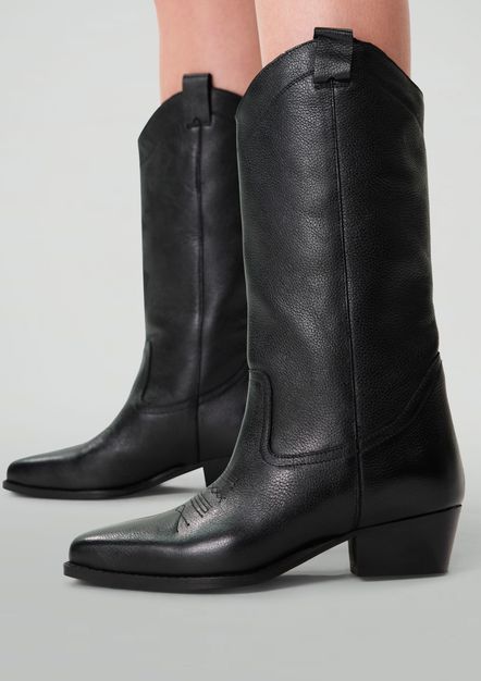 Zwarte leren cowboylaarzen