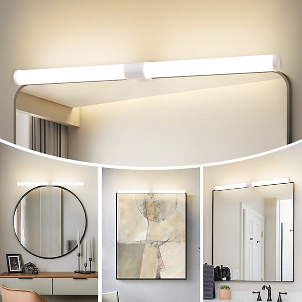 NETTLIFE Lampe de miroir de salle de bain LED 8W 60CM Lampe de salle de bain murale blanche à pince étanche IP44 4000K