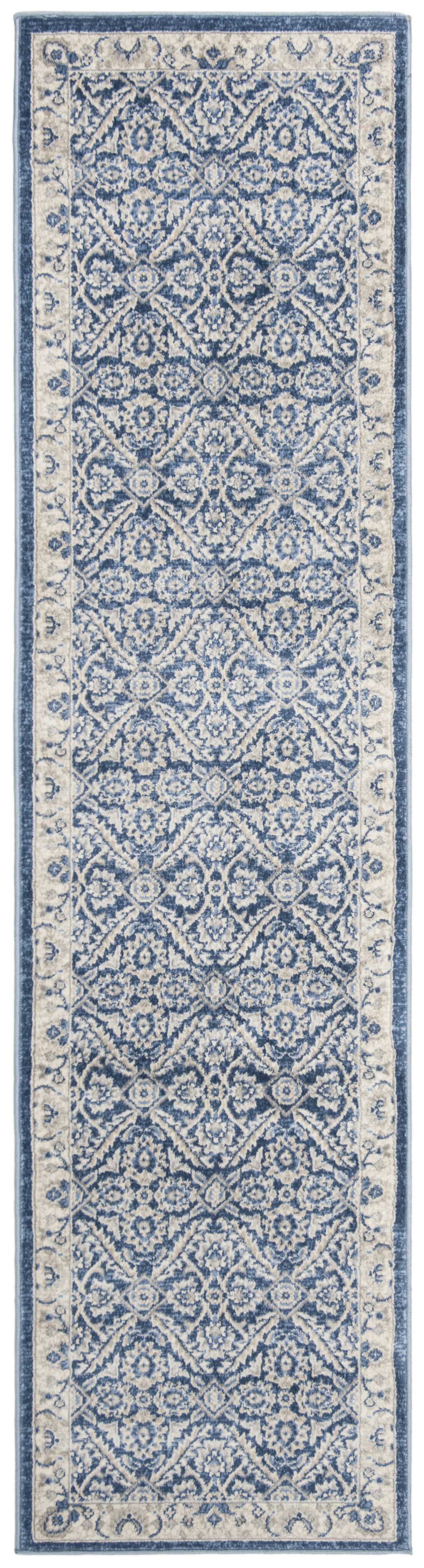 BRENTWOOD - Tapis de salon interieur en bleu marine & crème, 61 x 244 cm