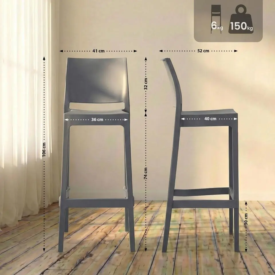 CLP Barkruk Flamur Kunststof - donkergrijs