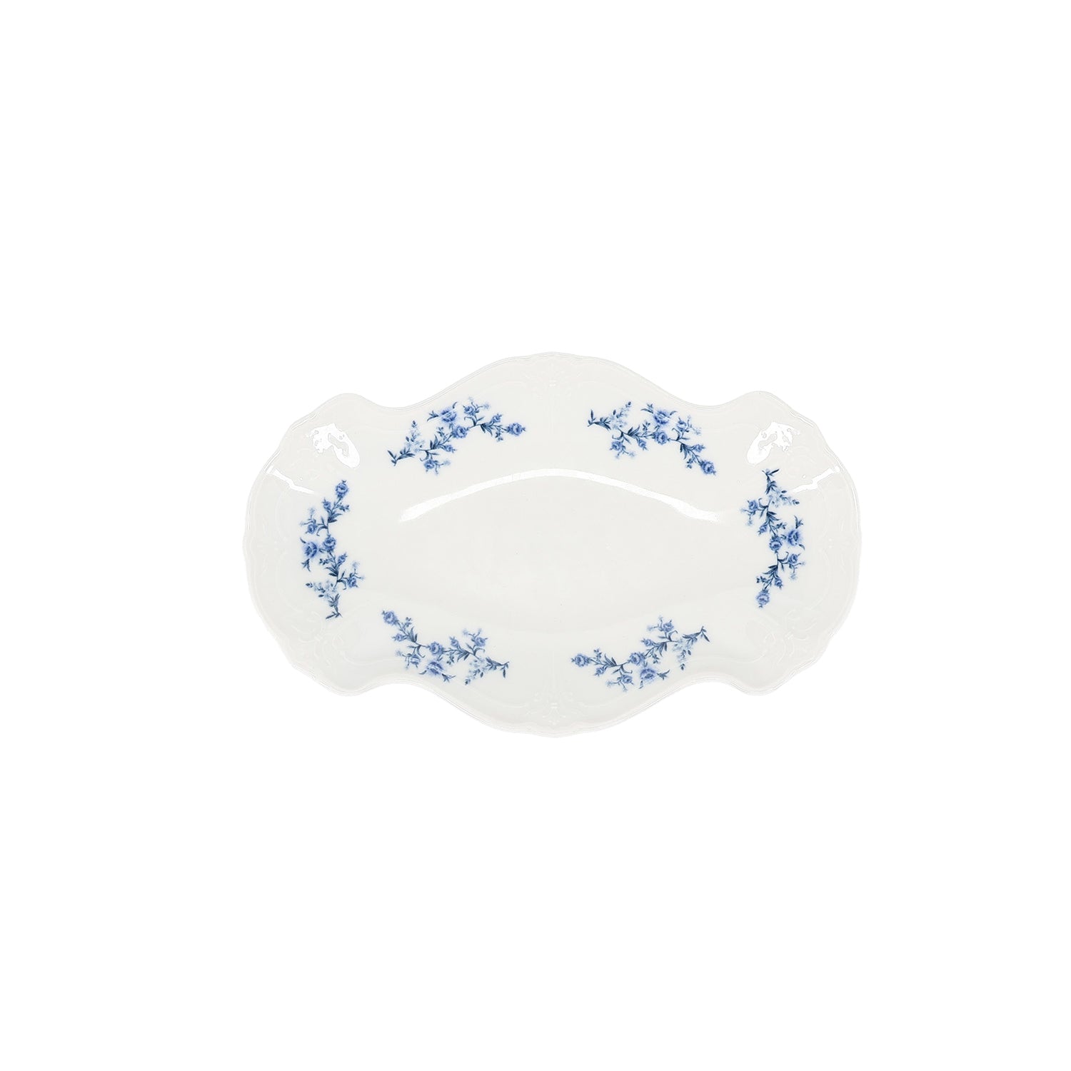 Bonbistro - Serveerschaal 26x16cm blue flower Retro - Set van 4