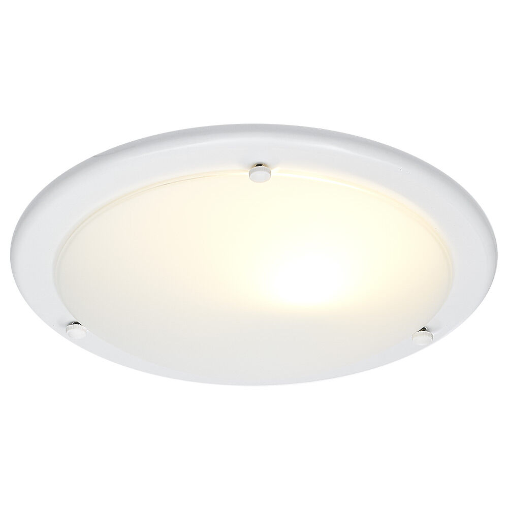 Plafonnier rond en verre blanc Ø30xH6cm