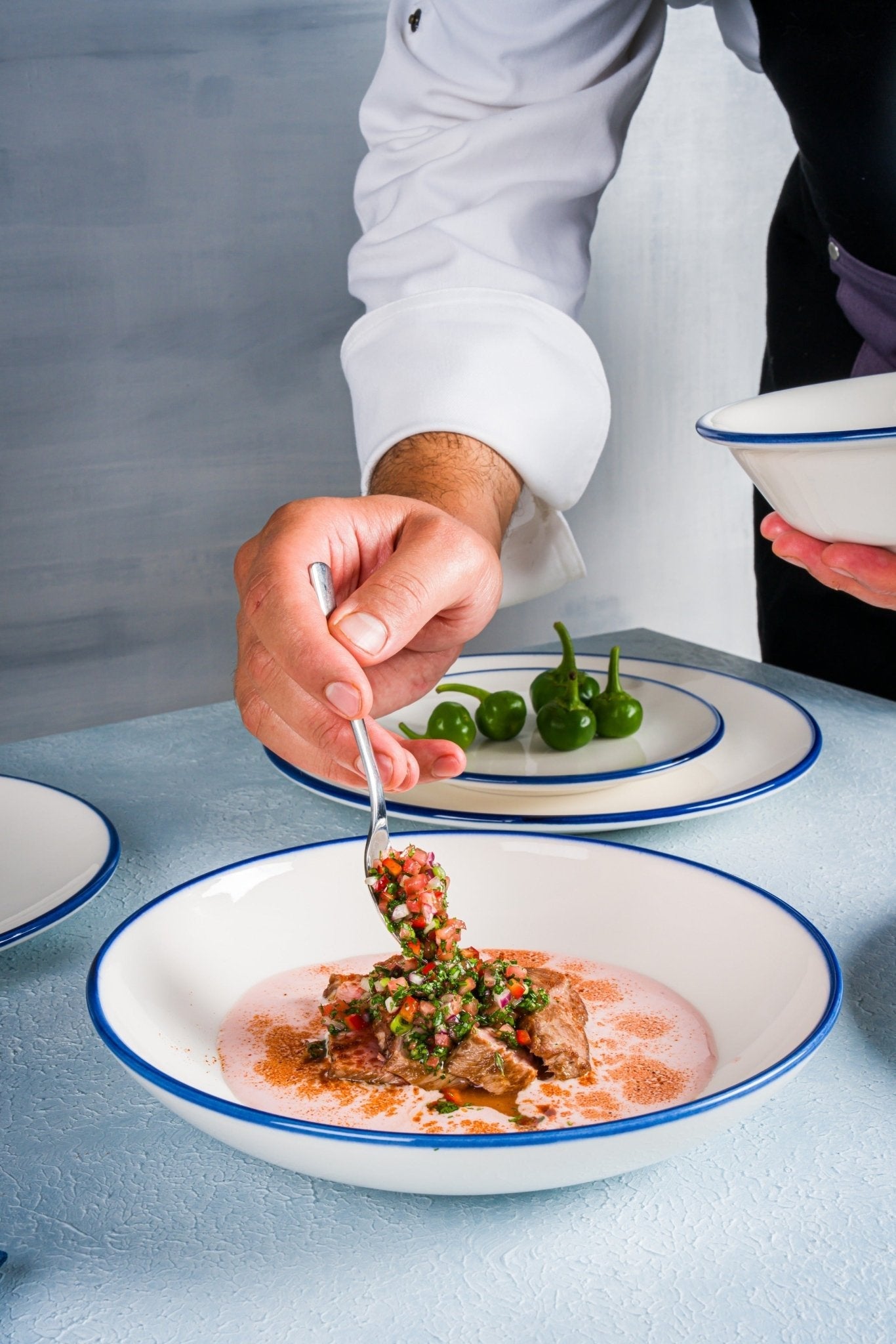 Bonna Diep bord - Linea Blue - Porselein - 25 cm (1300cc) - set van 6