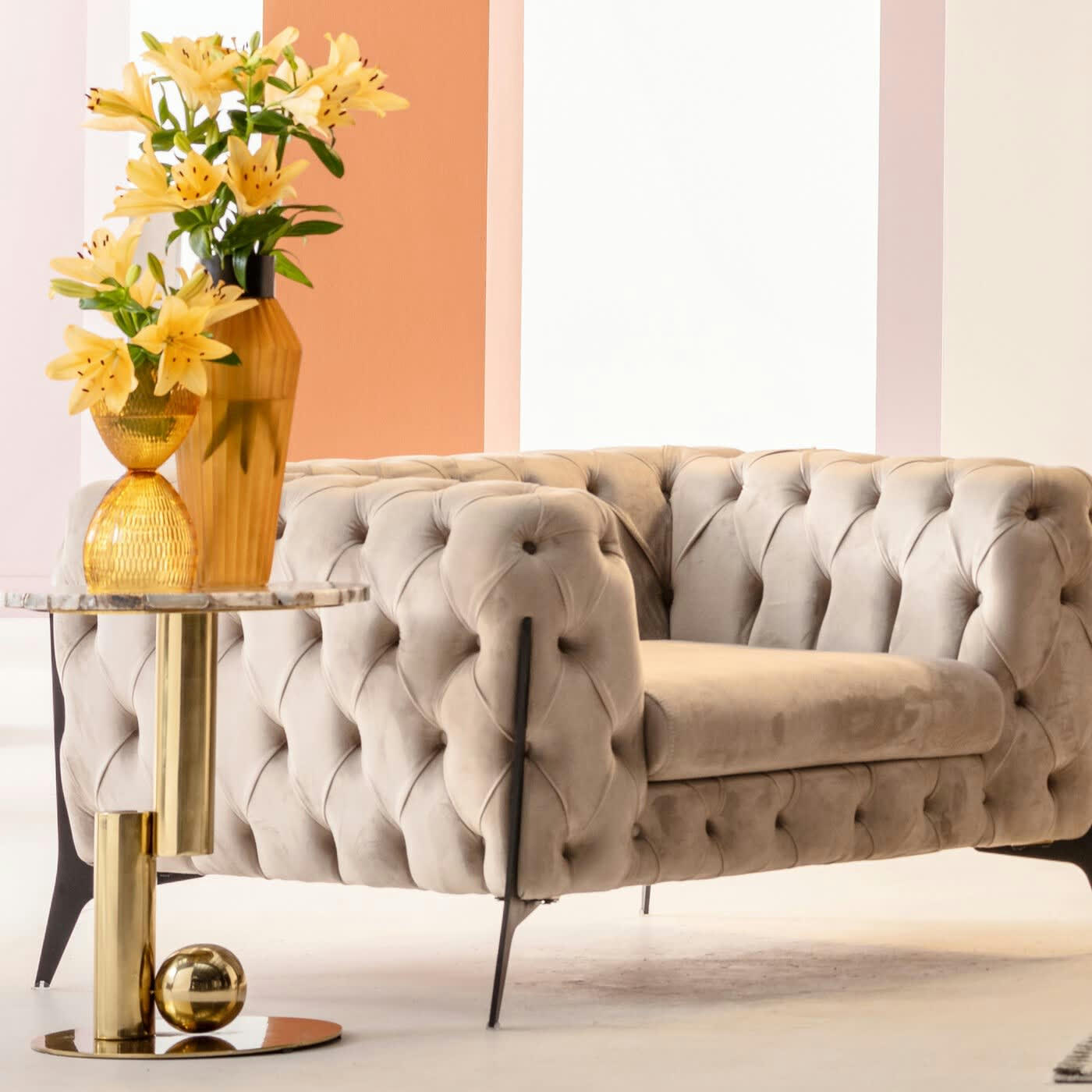 DUETTO - Vase Duetto jaune 31cm Kare Design