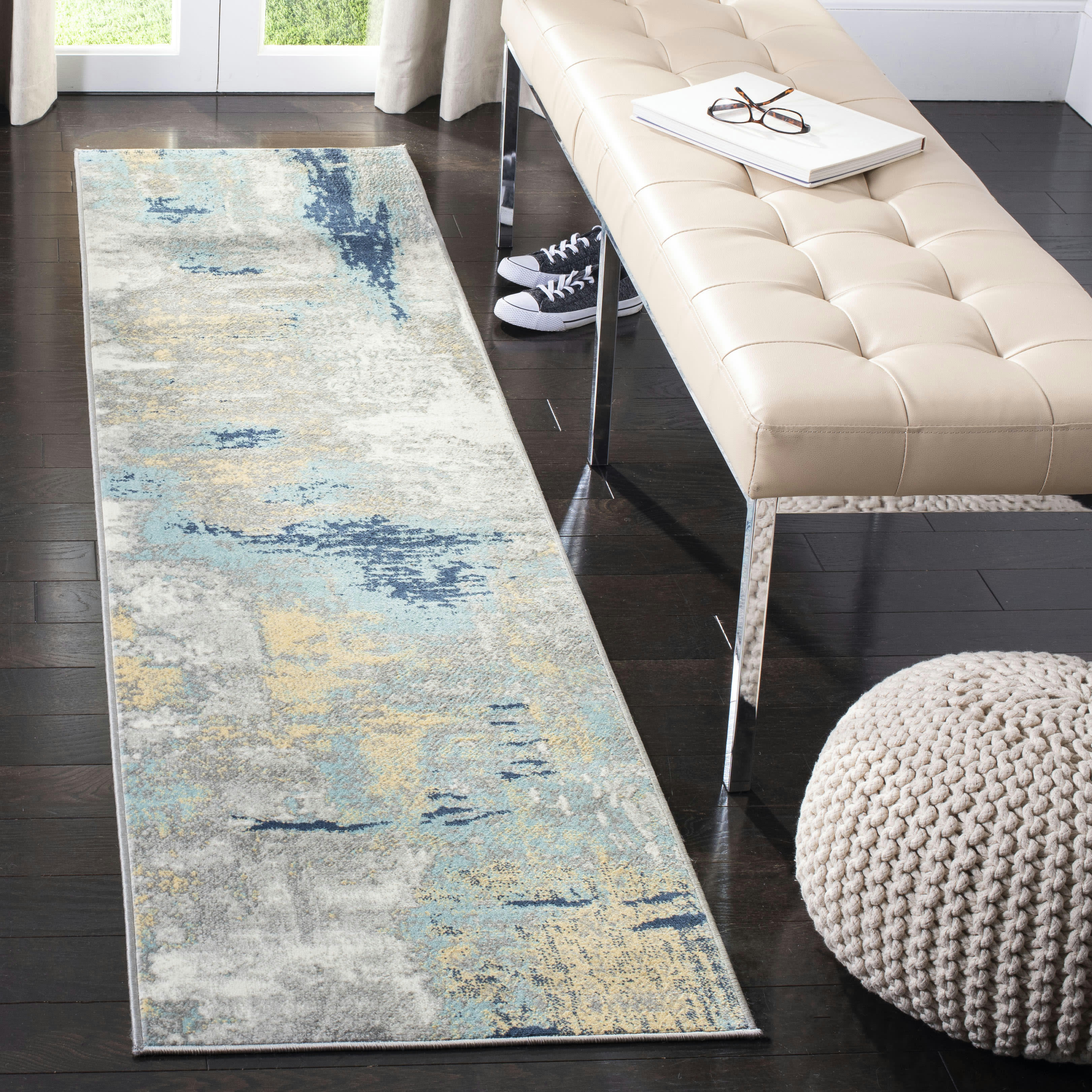 JASPER - Tapis de salon interieur en gris & or, 61 x 244 cm